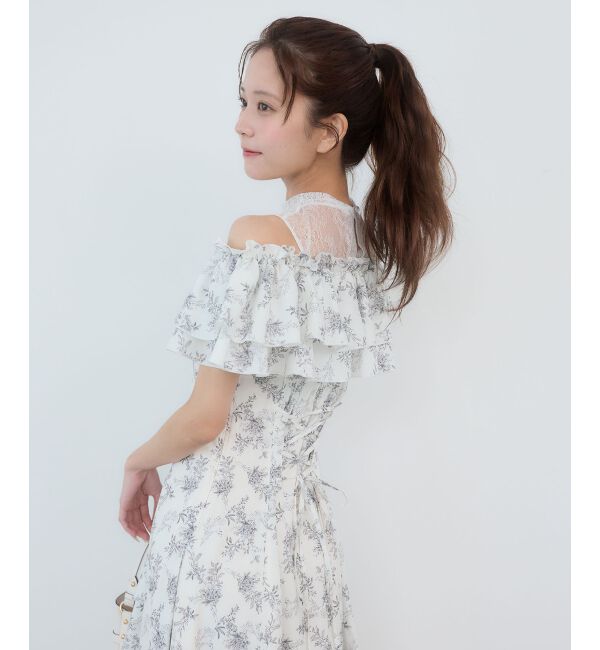 「ウエストきゅっとオフショルワンピ」|ワンピース|