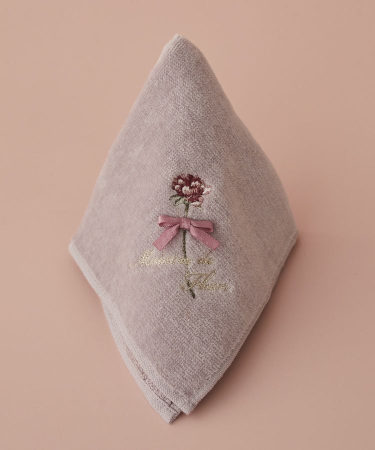 Maison de FLEUR「ローズ刺繍タオルハンカチ」|ハンカチ|ピンク