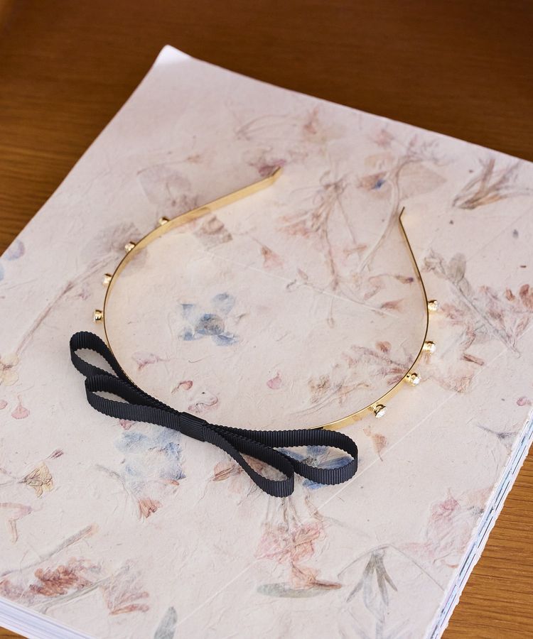 Maison de FLEUR「グログランリボンメタルビジューカチューシャ」|その他|