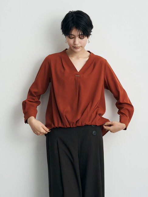 YECCA VECCA「メタルバーVネックブラウス」|シャツ・ブラウス|