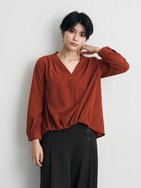 YECCA VECCA「メタルバーVネックブラウス」|シャツ・ブラウス|