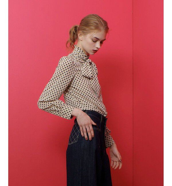 LOULOU WILLOUGHBY「デシンドットフリルボウタイブラウス」|シャツ・ブラウス|