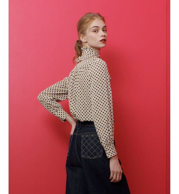 LOULOU WILLOUGHBY「デシンドットフリルボウタイブラウス」|シャツ・ブラウス|