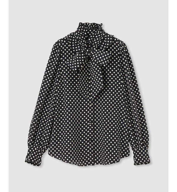 LOULOU WILLOUGHBY「デシンドットフリルボウタイブラウス」|シャツ・ブラウス|
