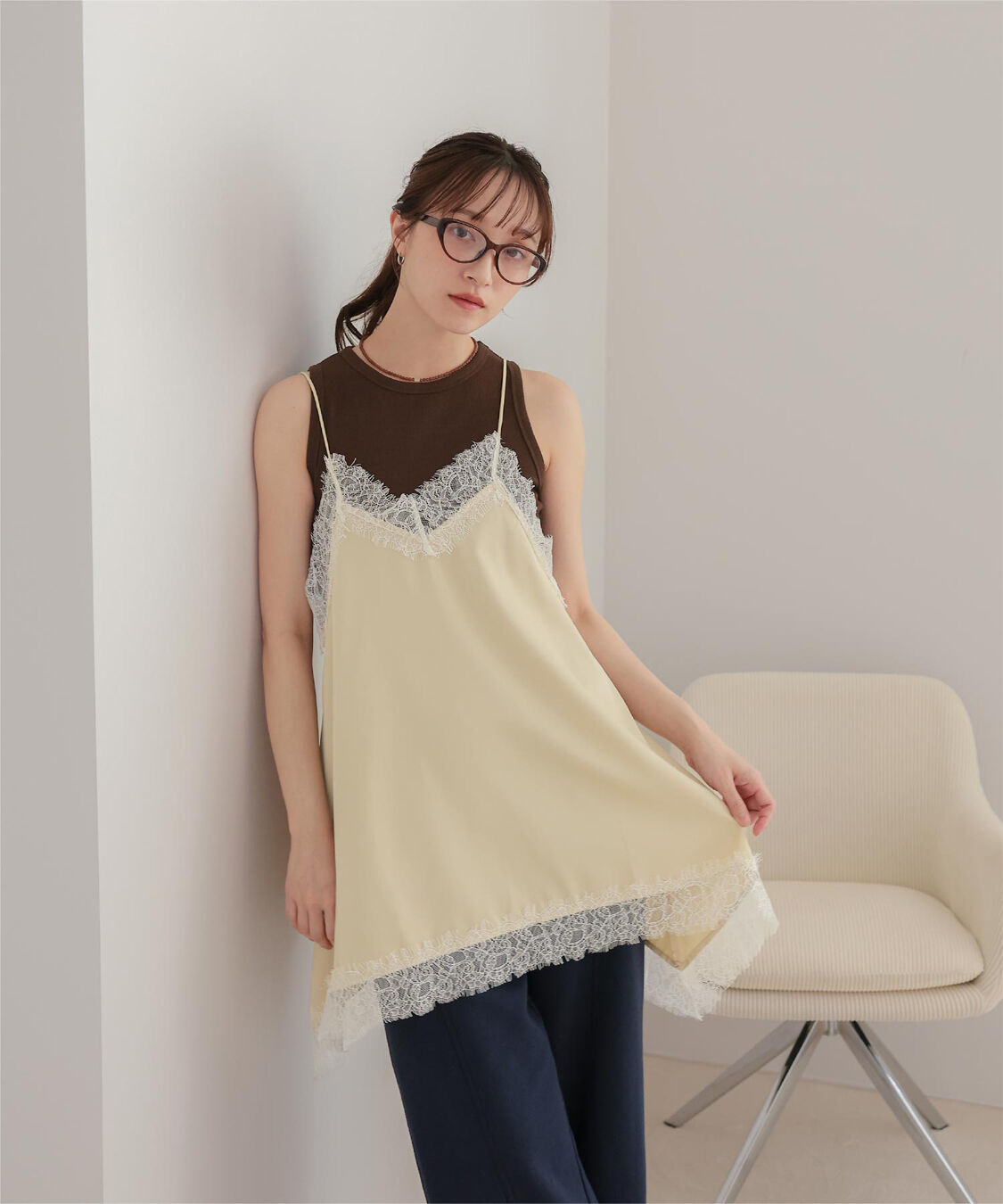 miette「マットサテンレースキャミワンピース」|ワンピース|