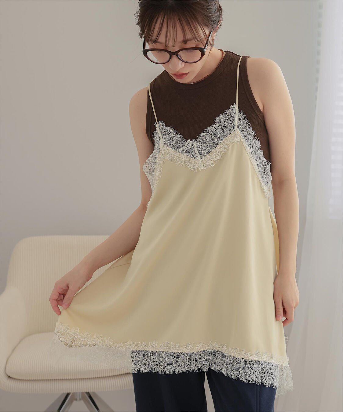 miette「マットサテンレースキャミワンピース」|ワンピース|