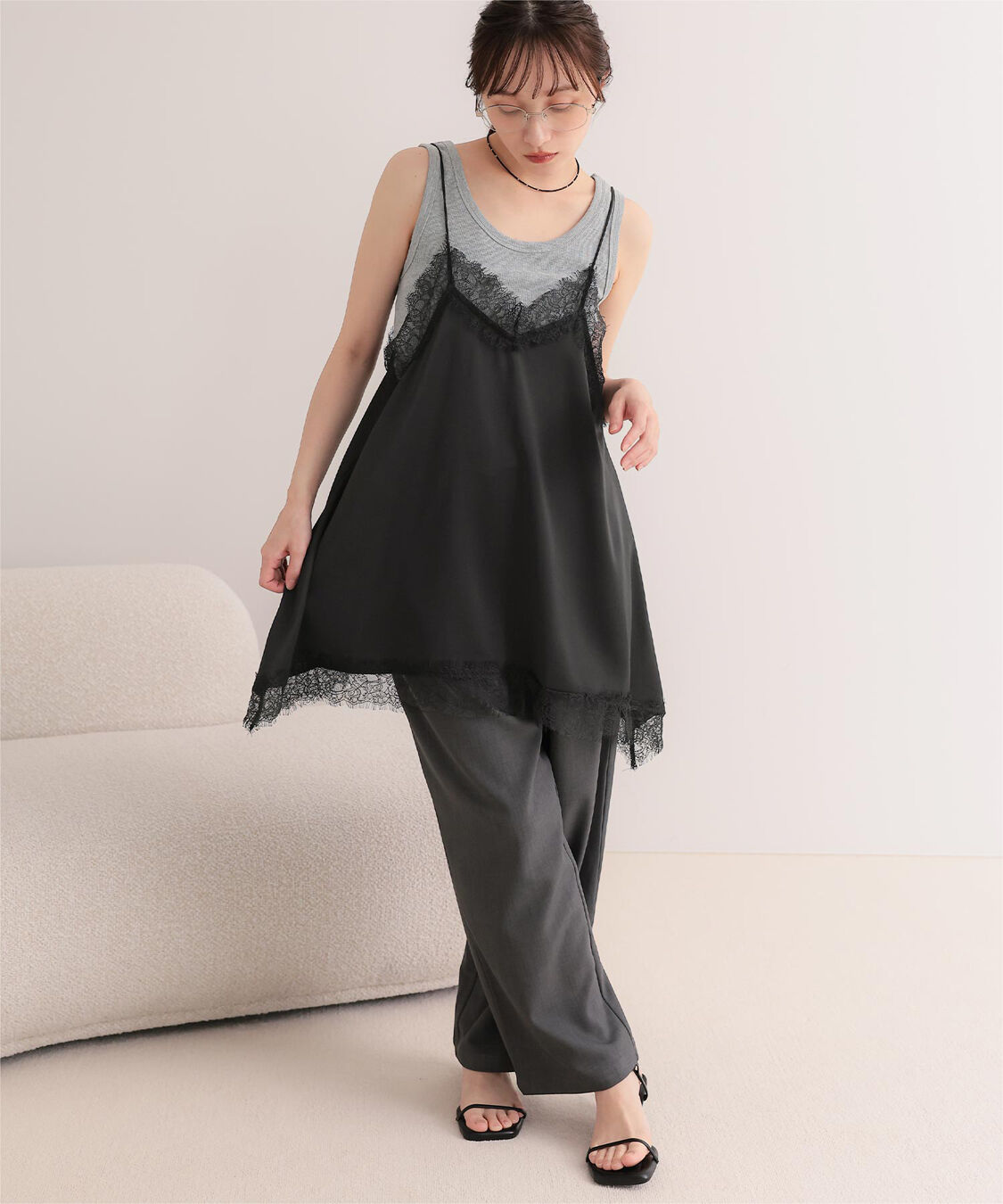 miette「マットサテンレースキャミワンピース」|ワンピース|