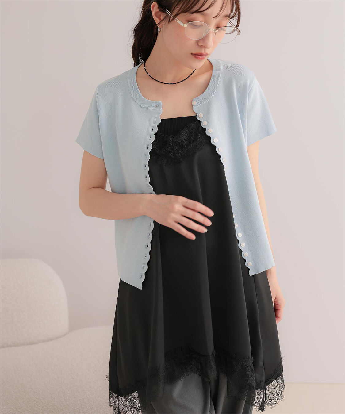 miette「マットサテンレースキャミワンピース」|ワンピース|