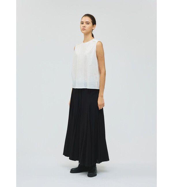 mizuiro ind「mizuiro ind ピンタック＆レースノースリーブプルオーバー」|シャツ・ブラウス|