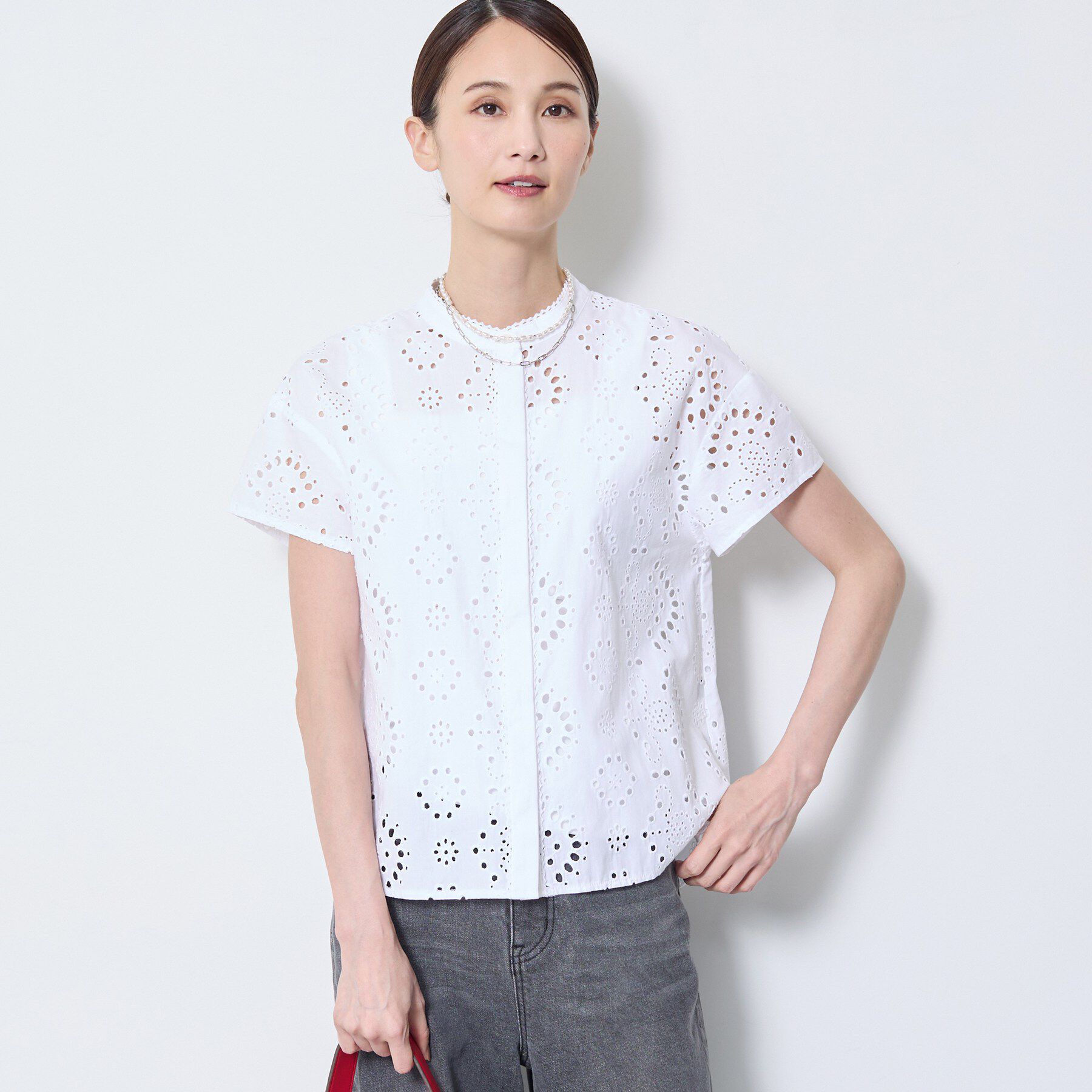 Reflect「【通勤◎】カットワーク刺繍レース シャツブラウス」|シャツ・ブラウス|