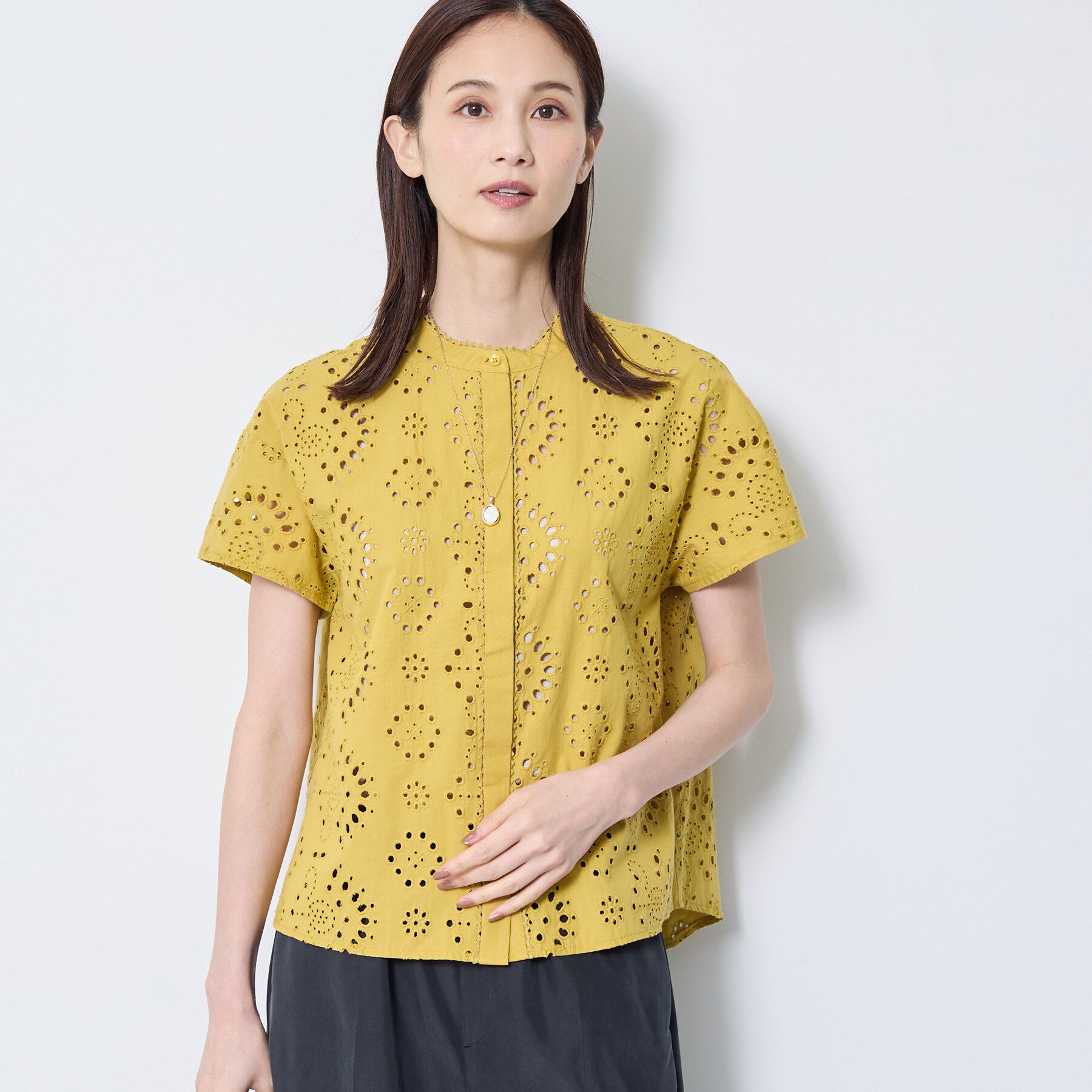 Reflect「【通勤◎】カットワーク刺繍レース シャツブラウス」|シャツ・ブラウス|