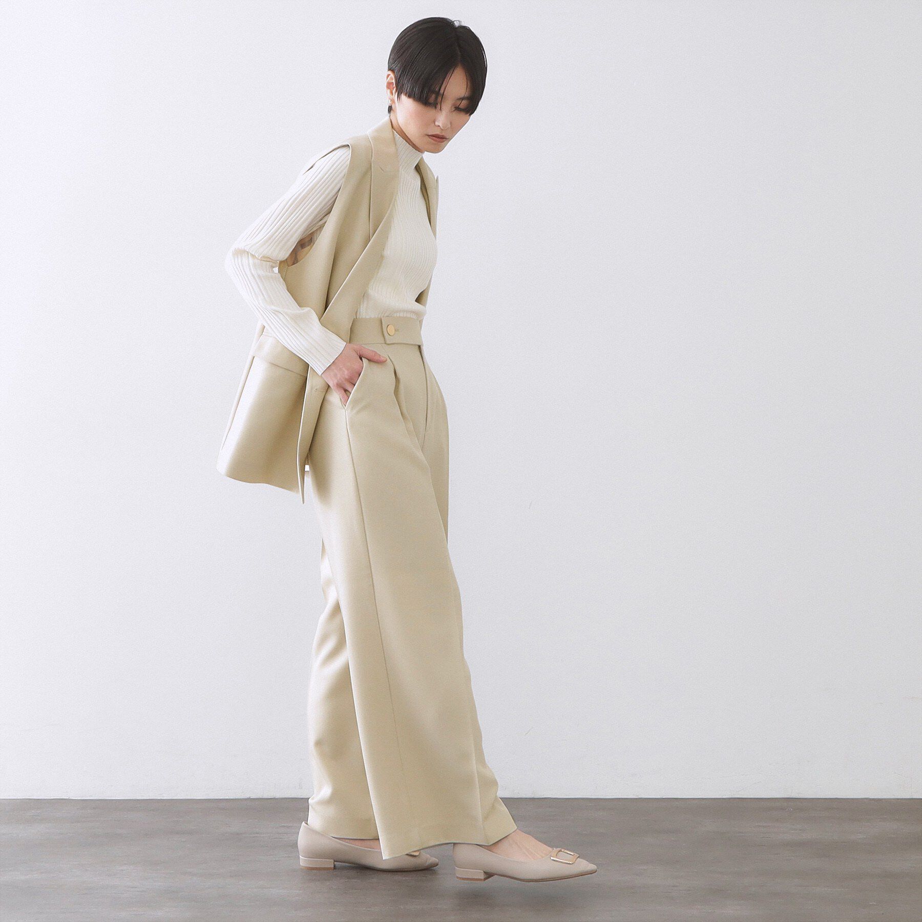 OPAQUE.CLIP「金ボタンデザインワイドパンツ／セットアップ対応【洗濯機OK】《S～LL》」|その他|