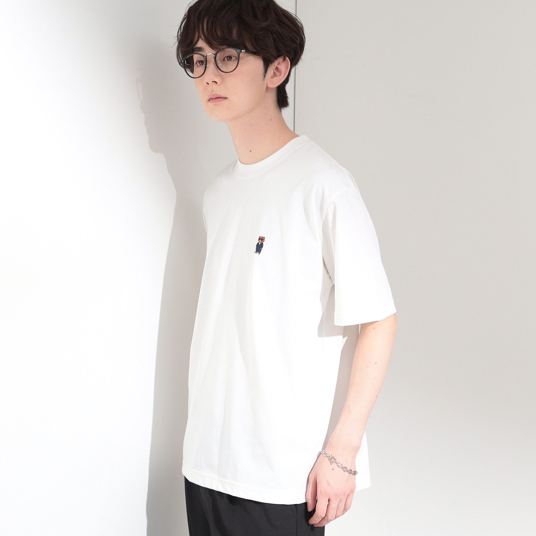 THE SHOP TK「クマ刺繍 半袖Tシャツ 洗濯機OK」|Tシャツ・カットソー|