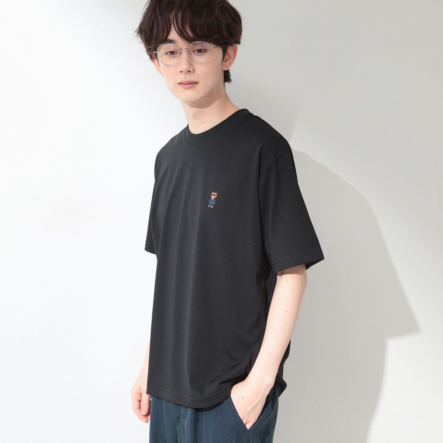 THE SHOP TK「クマ刺繍 半袖Tシャツ 洗濯機OK」|Tシャツ・カットソー|