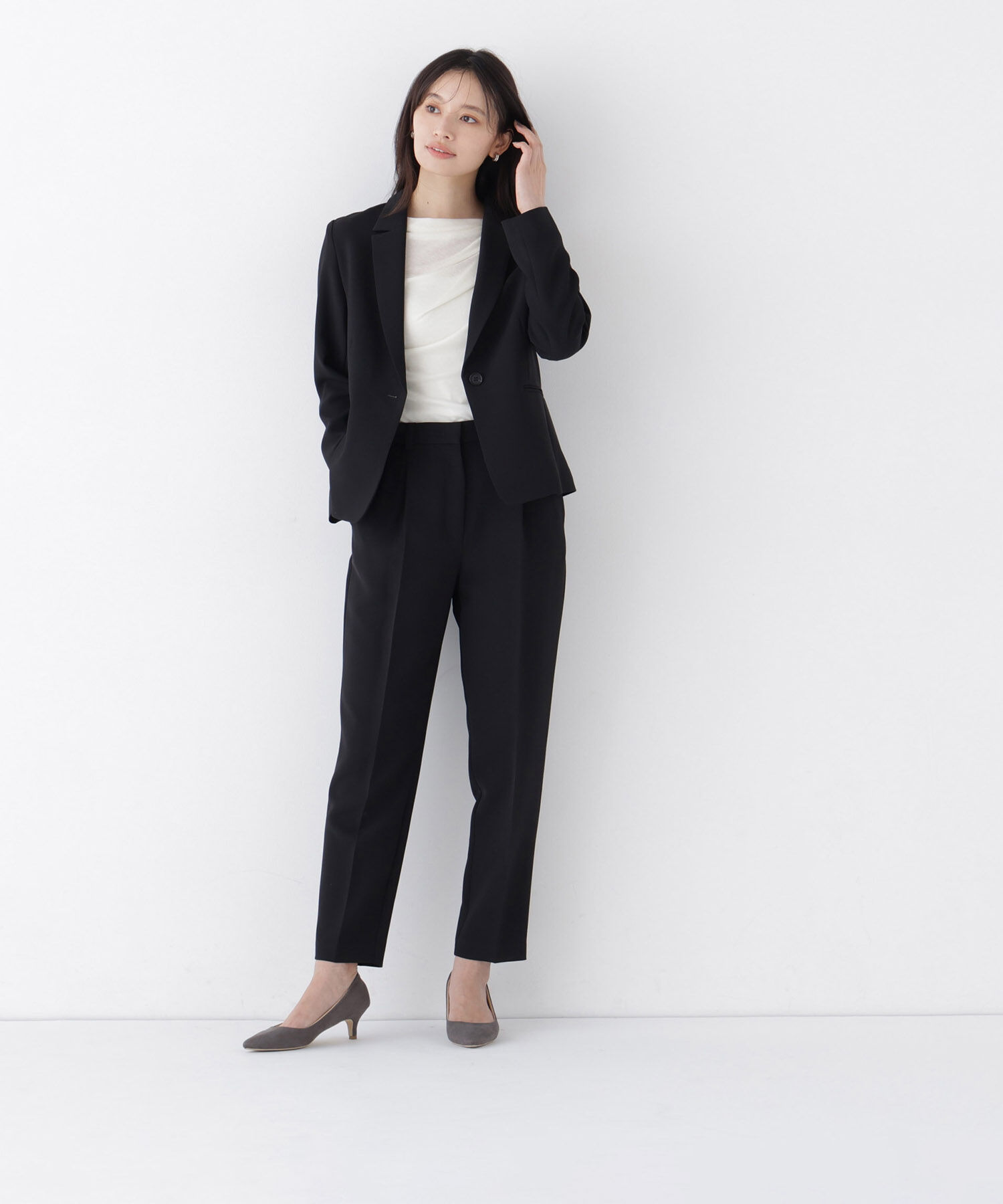 「ストレッチツイル SETUP テーパードパンツ」|その他|ブラック