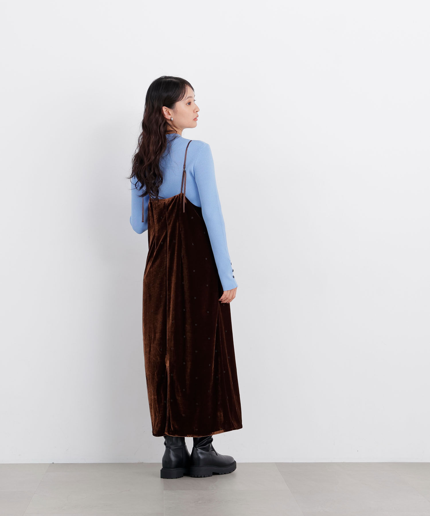  「〈N.〉ベロアドット刺繍キャミワンピ」|ワンピース|