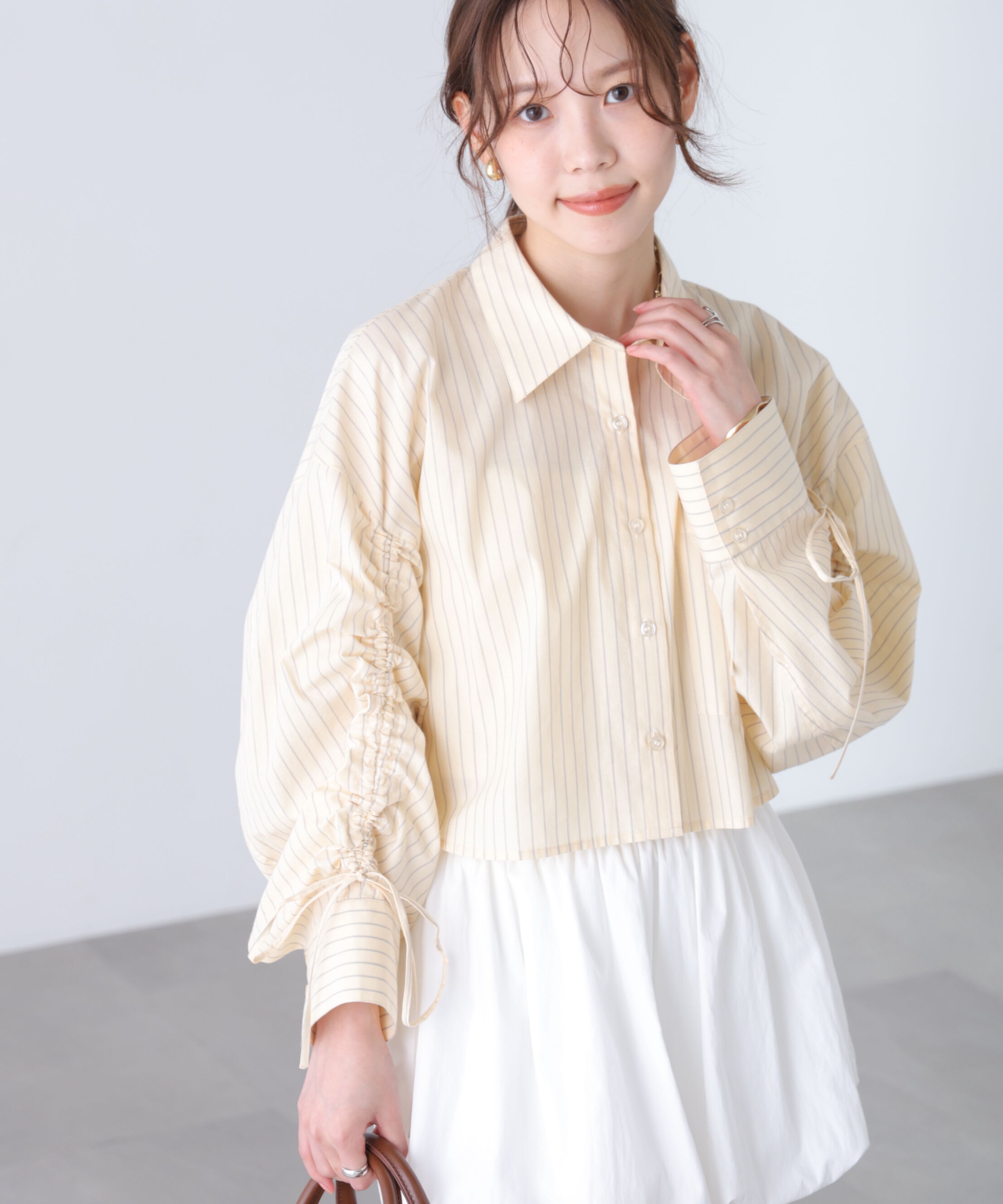  「袖シャーリングオーバーシャツ」|シャツ・ブラウス|