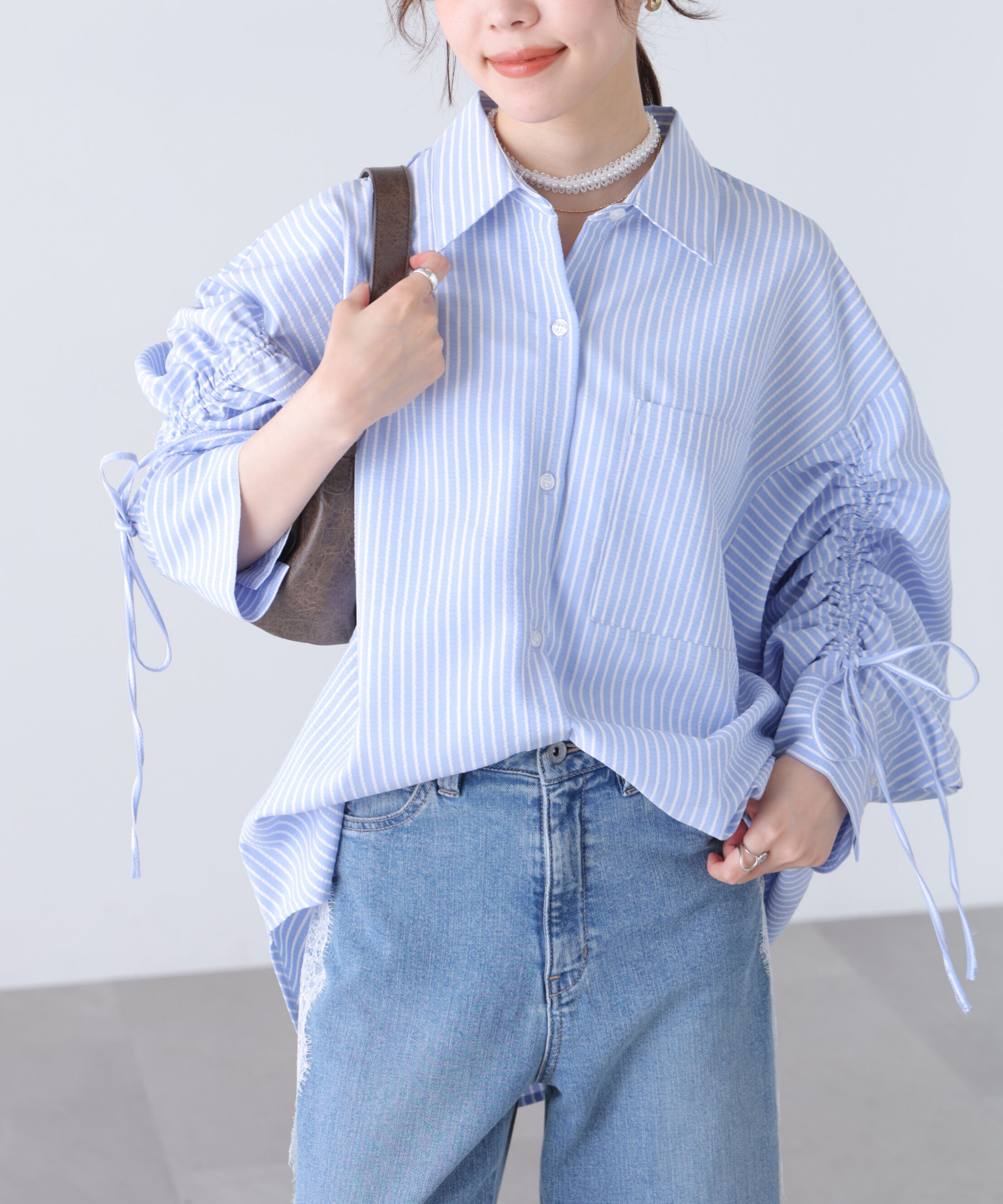  「袖シャーリングオーバーシャツ」|シャツ・ブラウス|