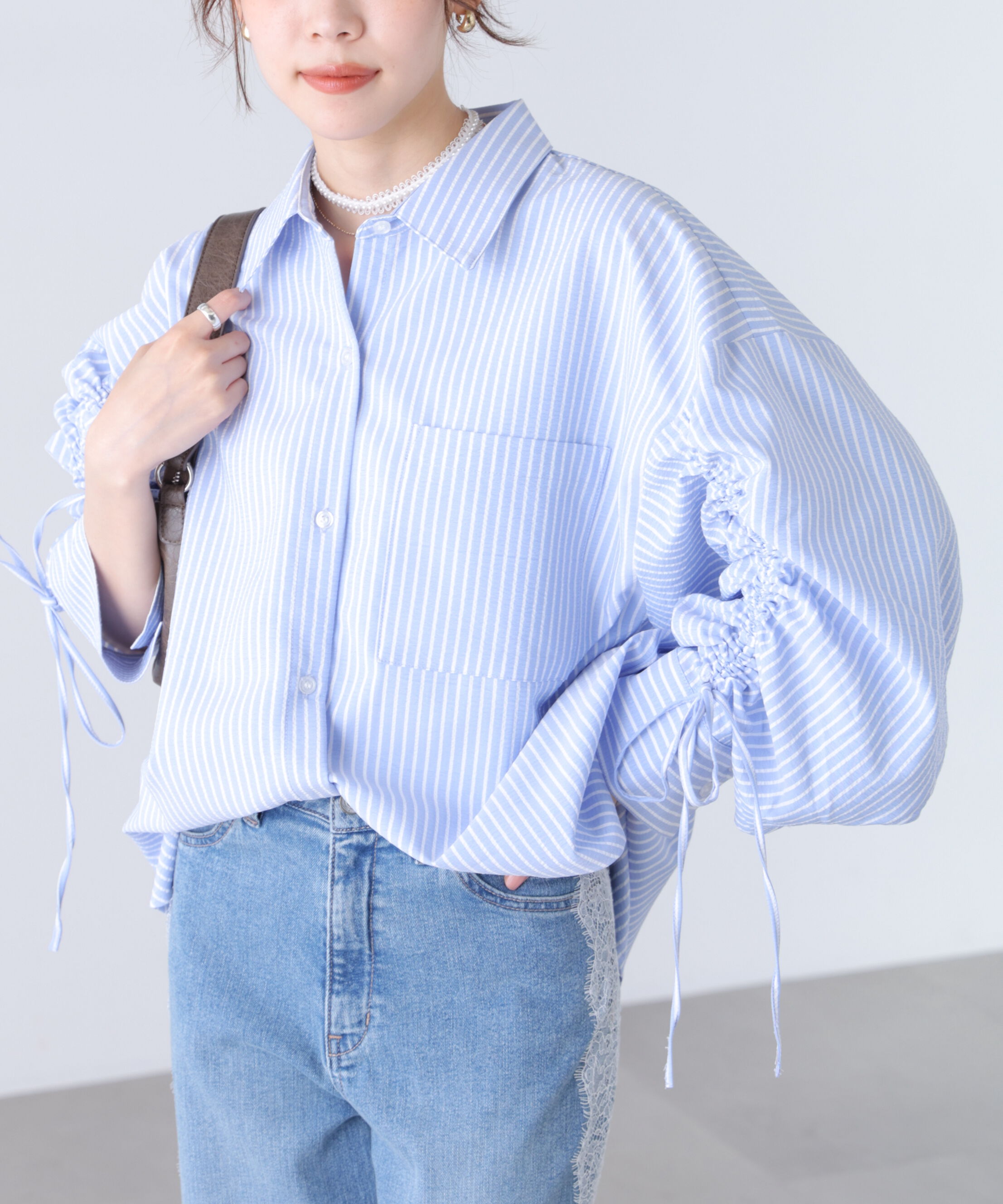  「袖シャーリングオーバーシャツ」|シャツ・ブラウス|