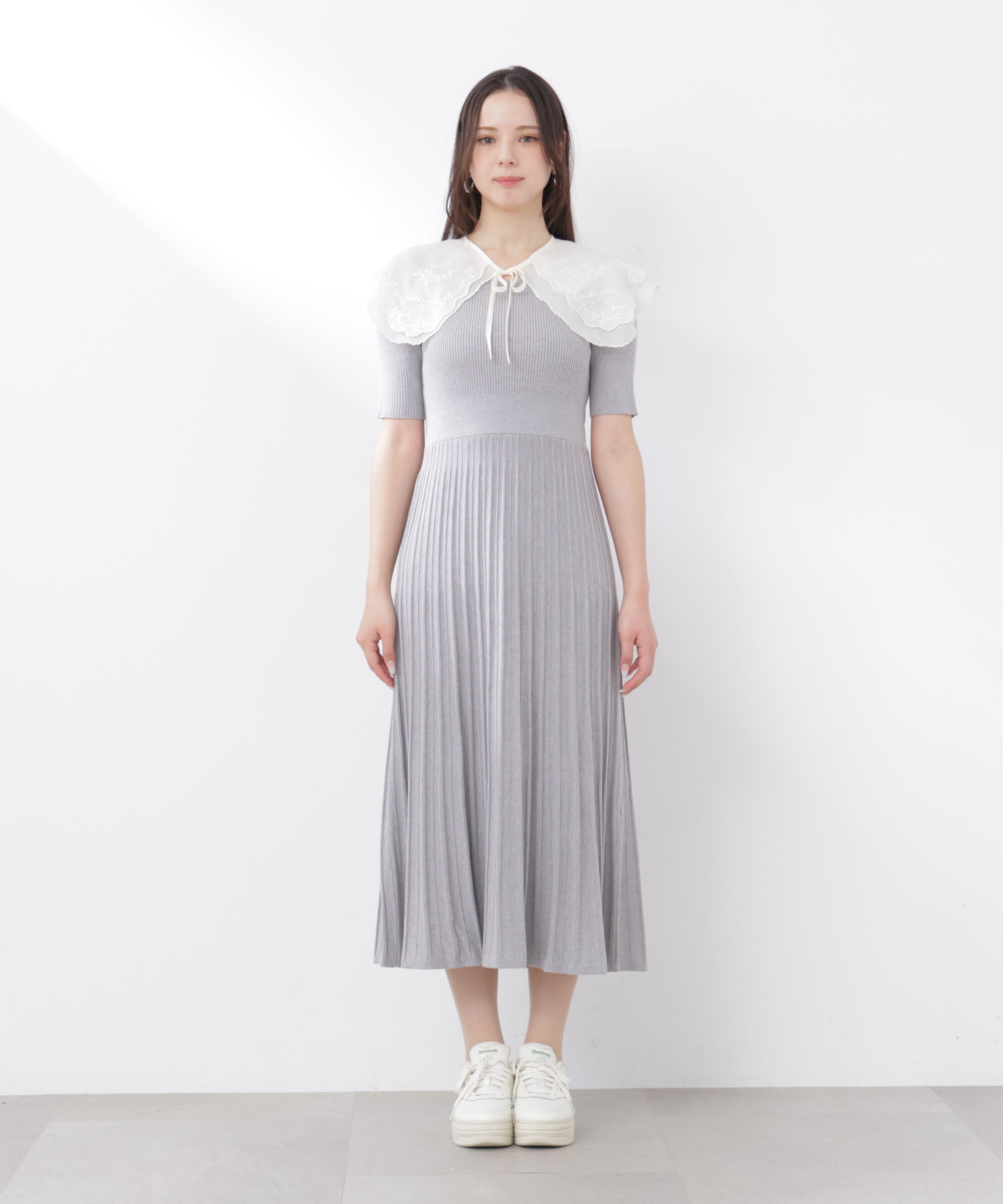 PROPORTION BODY DRESSING「《EDIT COLOGNE》レースカラー2wayニットワンピース　26SS」|ワンピース|