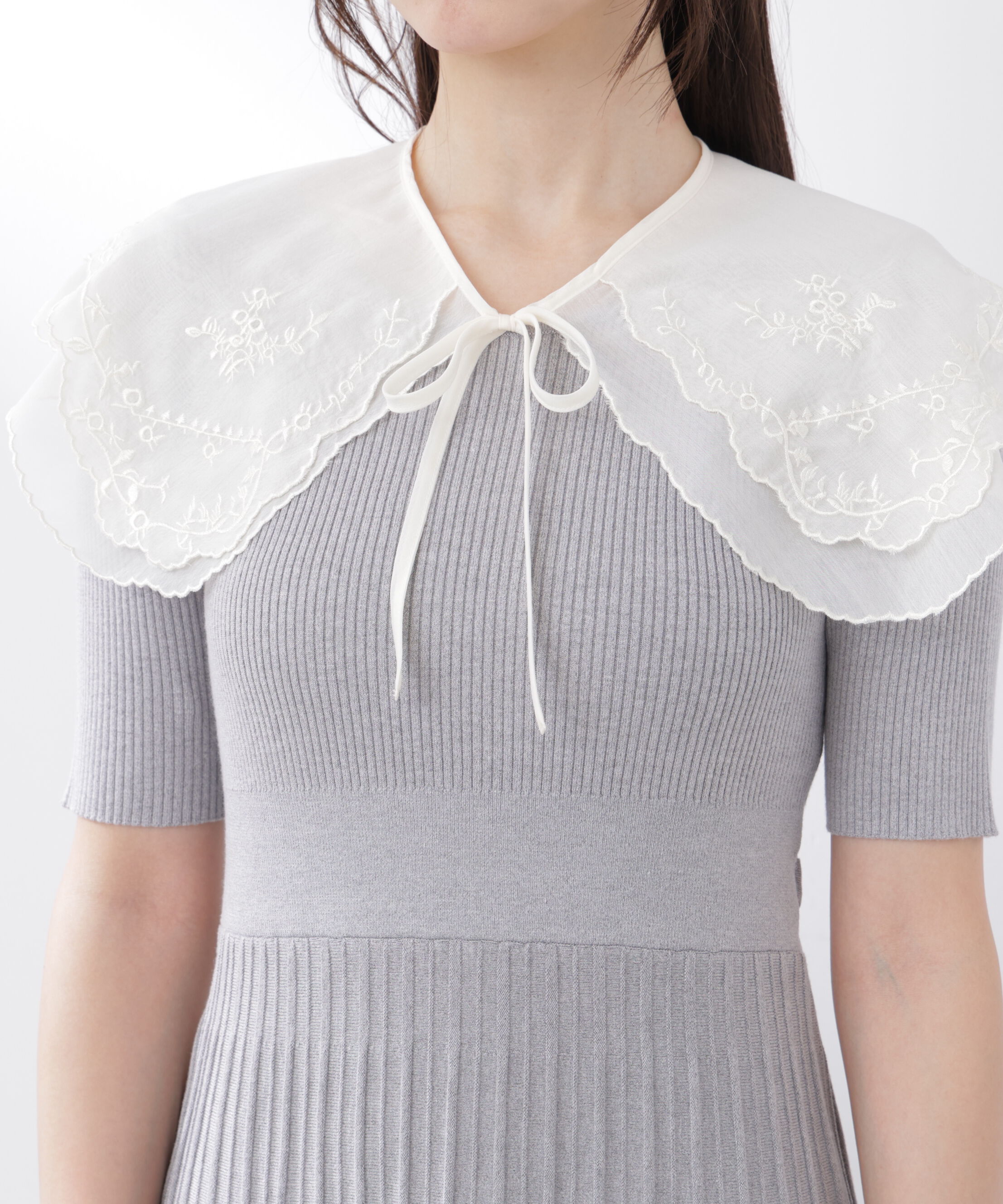 PROPORTION BODY DRESSING「《EDIT COLOGNE》レースカラー2wayニットワンピース　26SS」|ワンピース|