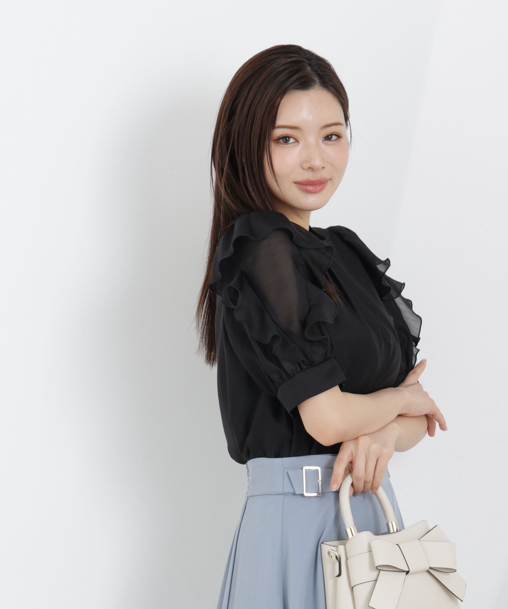 PROPORTION BODY DRESSING「＜ウォッシャブル＞フリルスリーブタックブラウス　26SS」|シャツ・ブラウス|