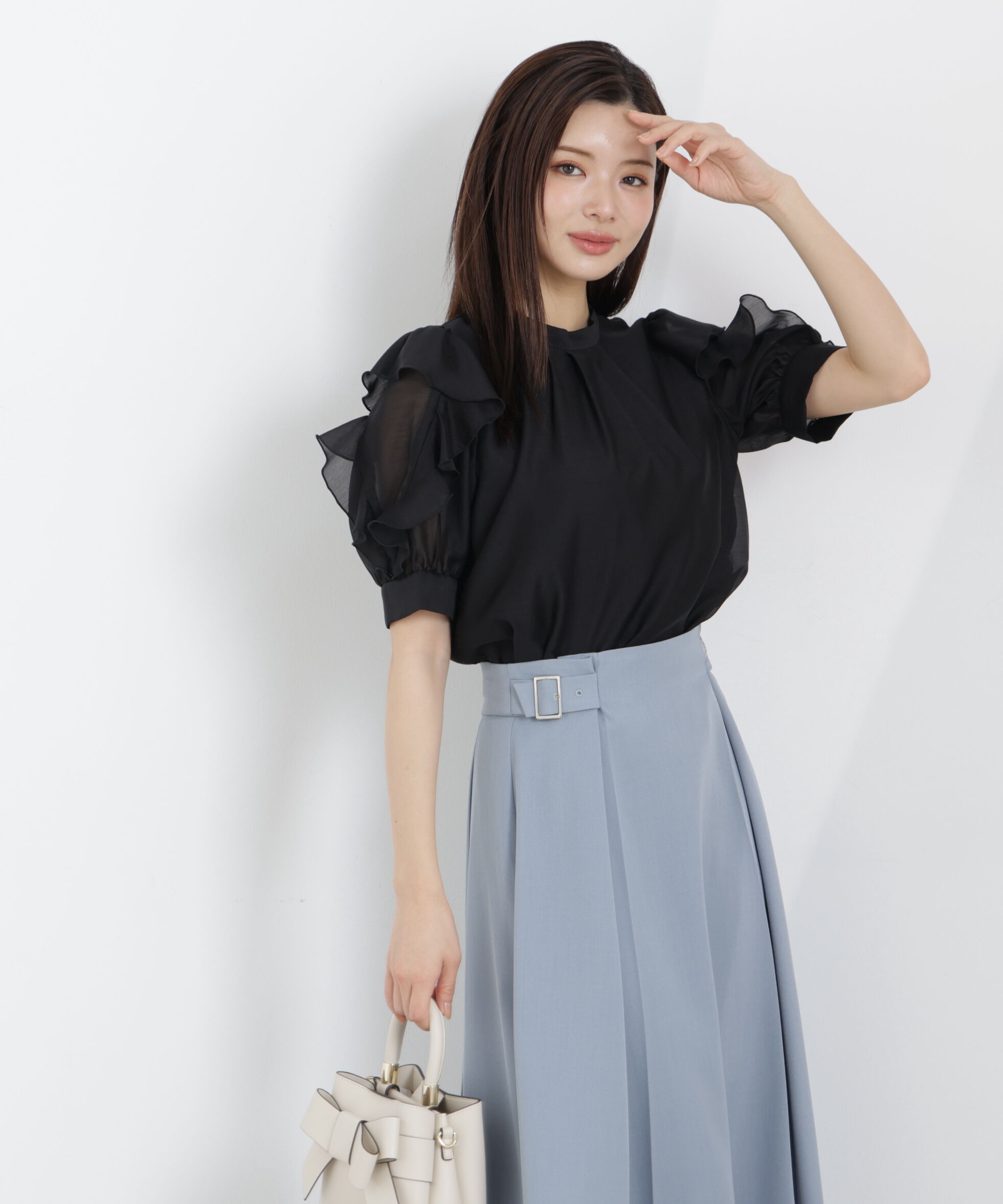 PROPORTION BODY DRESSING「＜ウォッシャブル＞フリルスリーブタックブラウス　26SS」|シャツ・ブラウス|