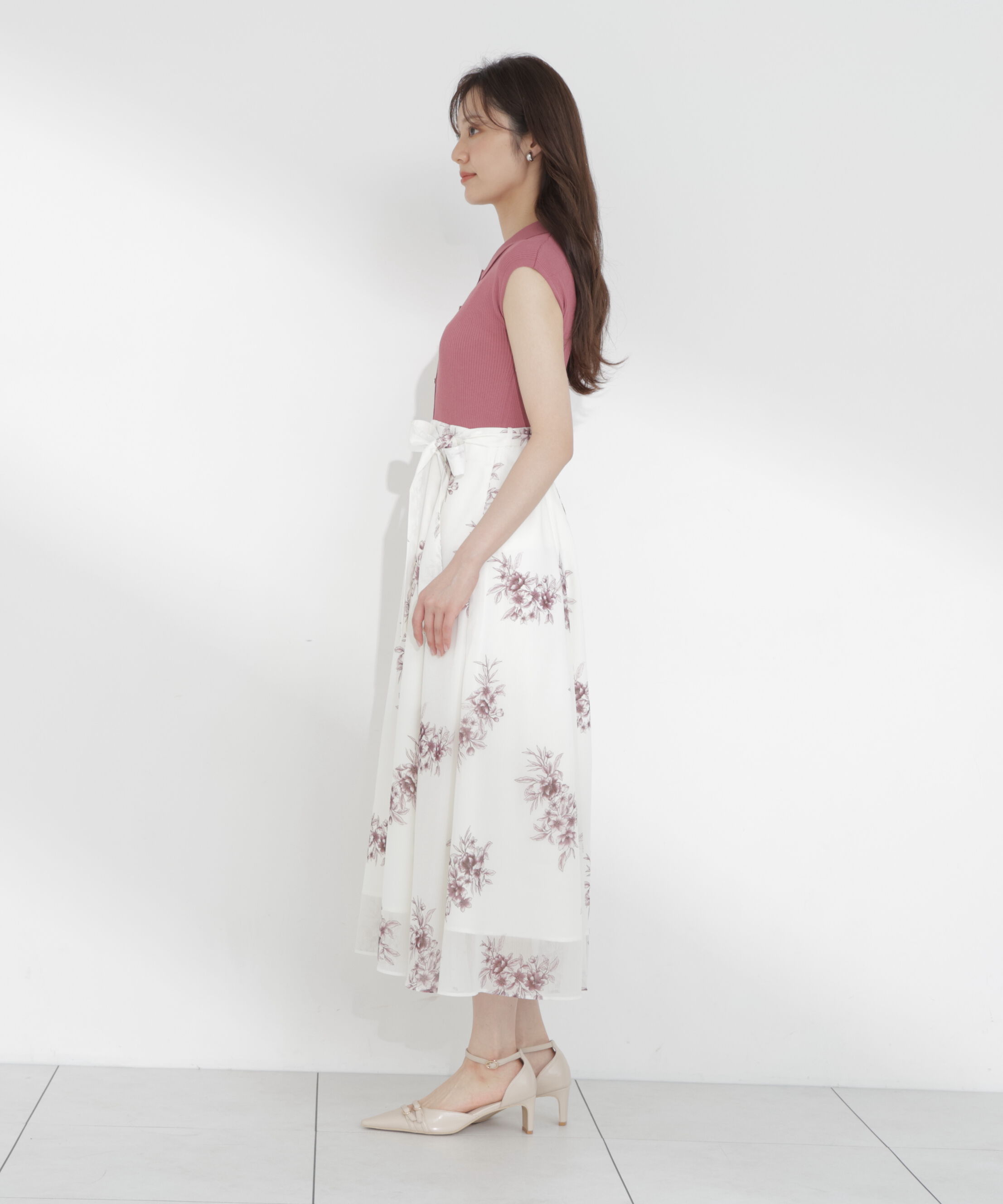 PROPORTION BODY DRESSING「衿付き柄ドッキングニットワンピース」|ワンピース|