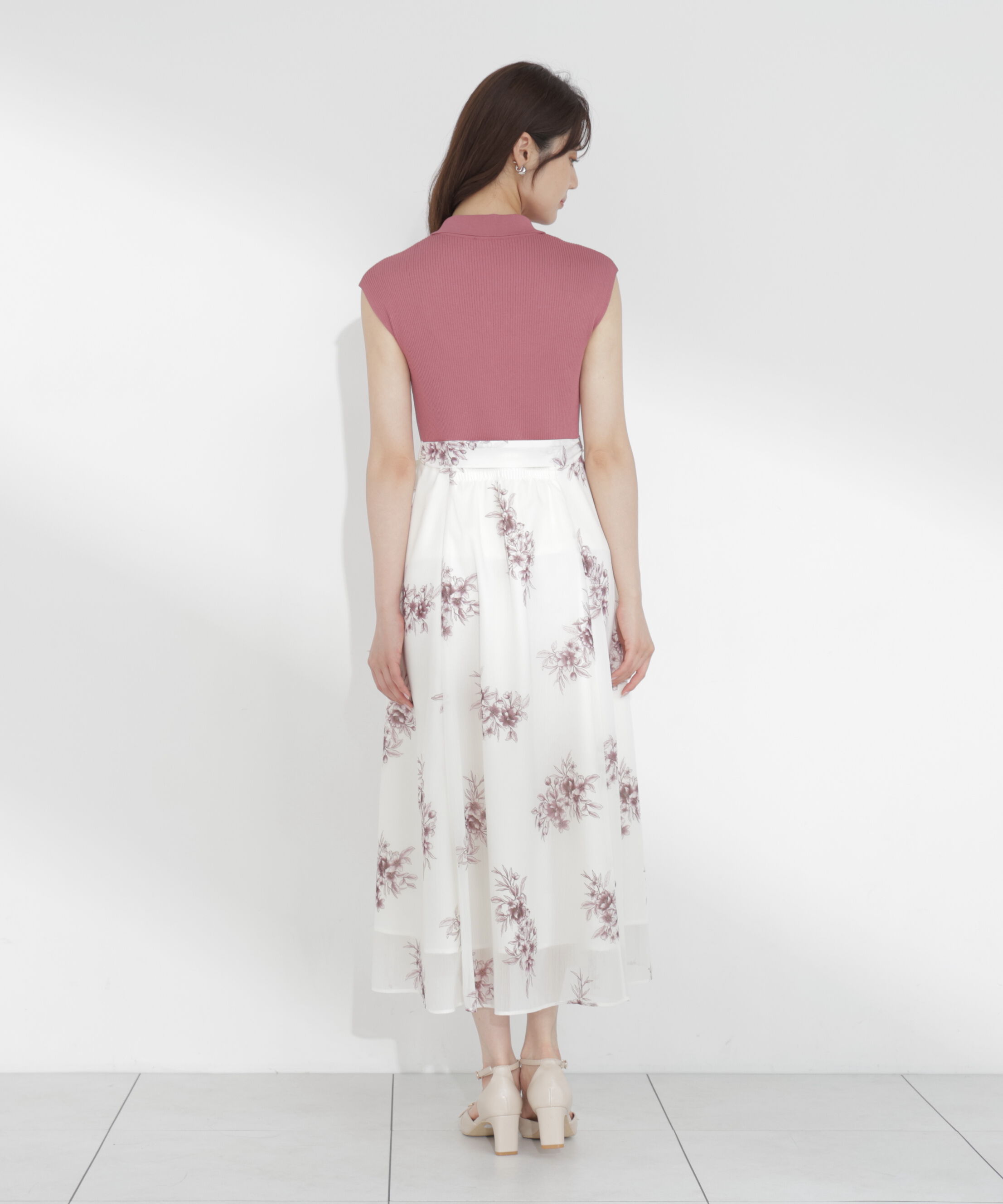 PROPORTION BODY DRESSING「衿付き柄ドッキングニットワンピース」|ワンピース|
