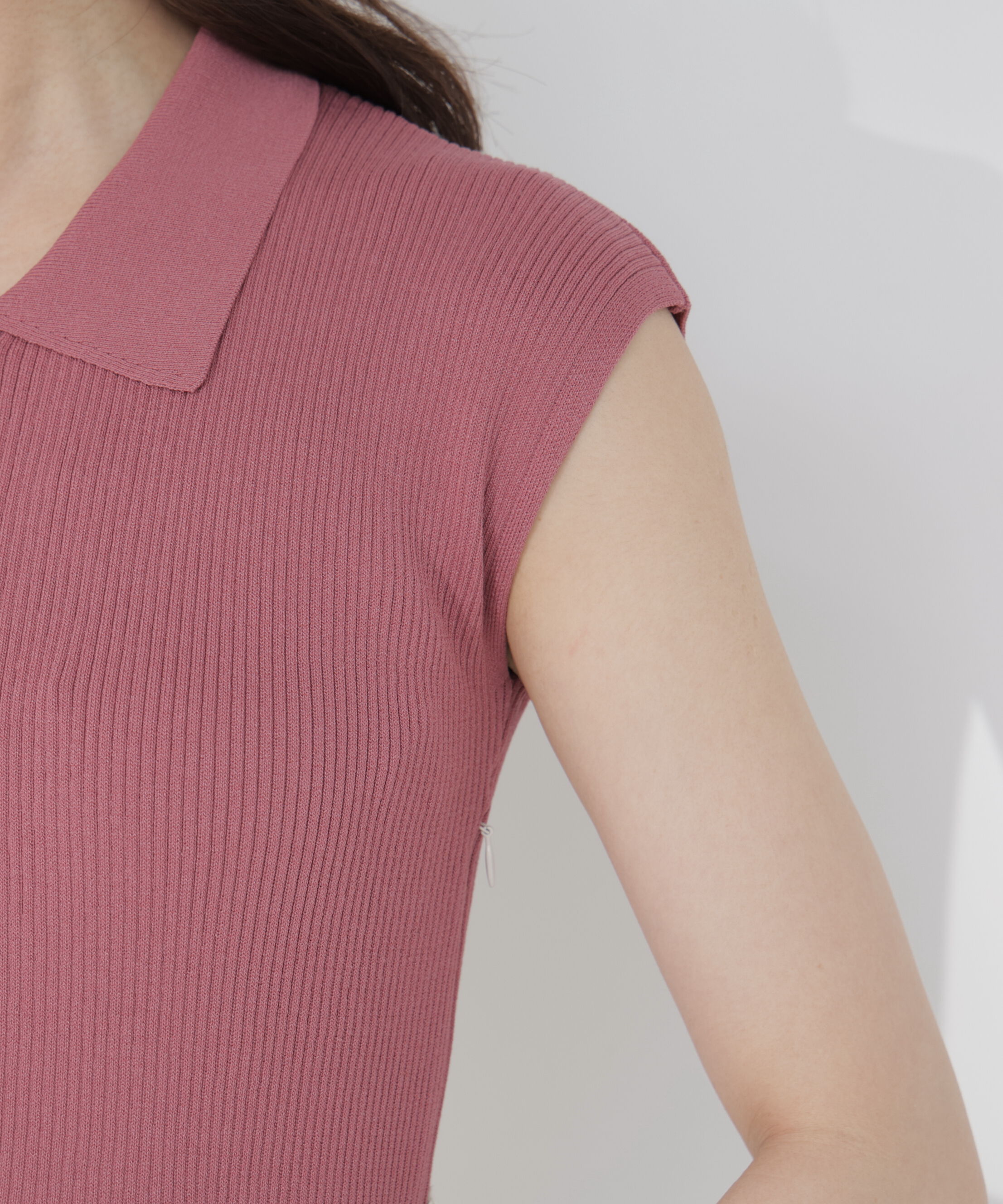 PROPORTION BODY DRESSING「衿付き柄ドッキングニットワンピース」|ワンピース|