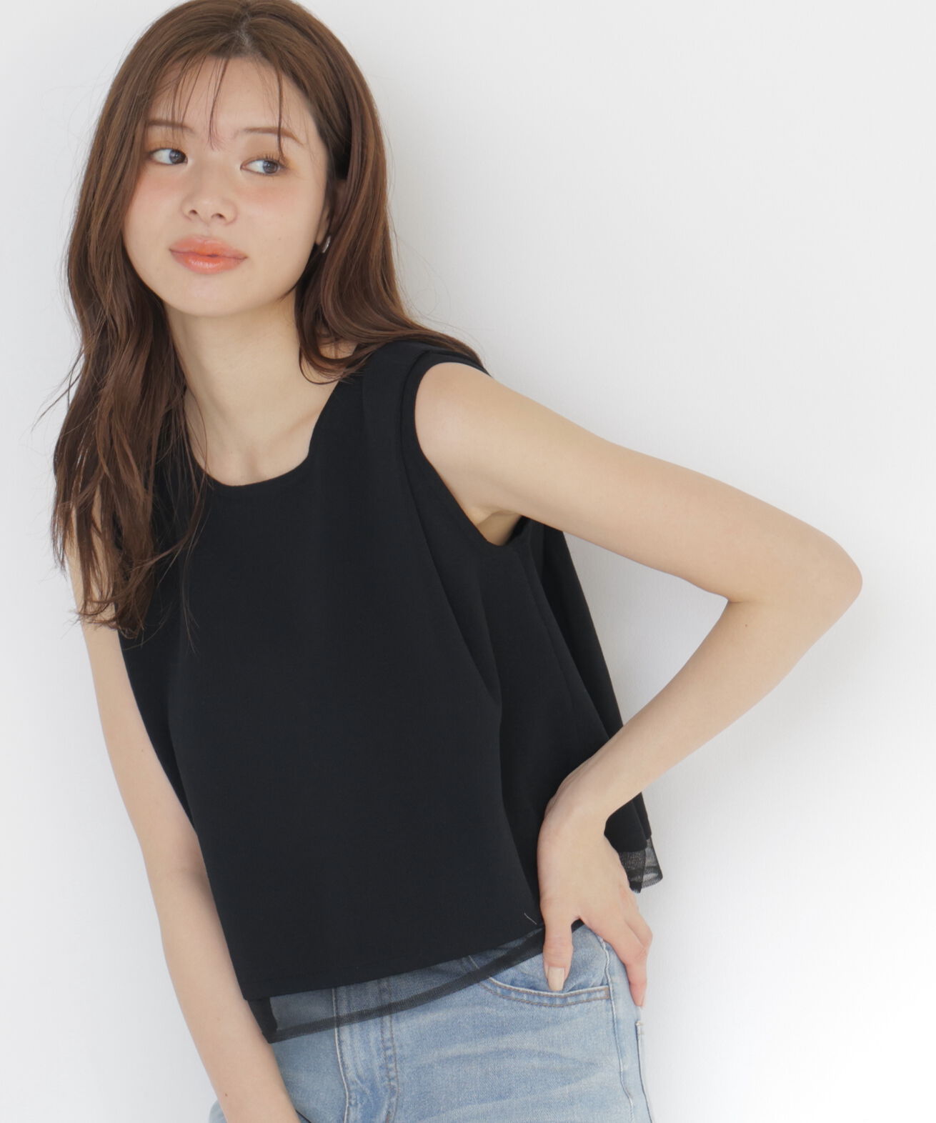 PROPORTION BODY DRESSING「シアー切替ノースリーブニット」|ニット・セーター|