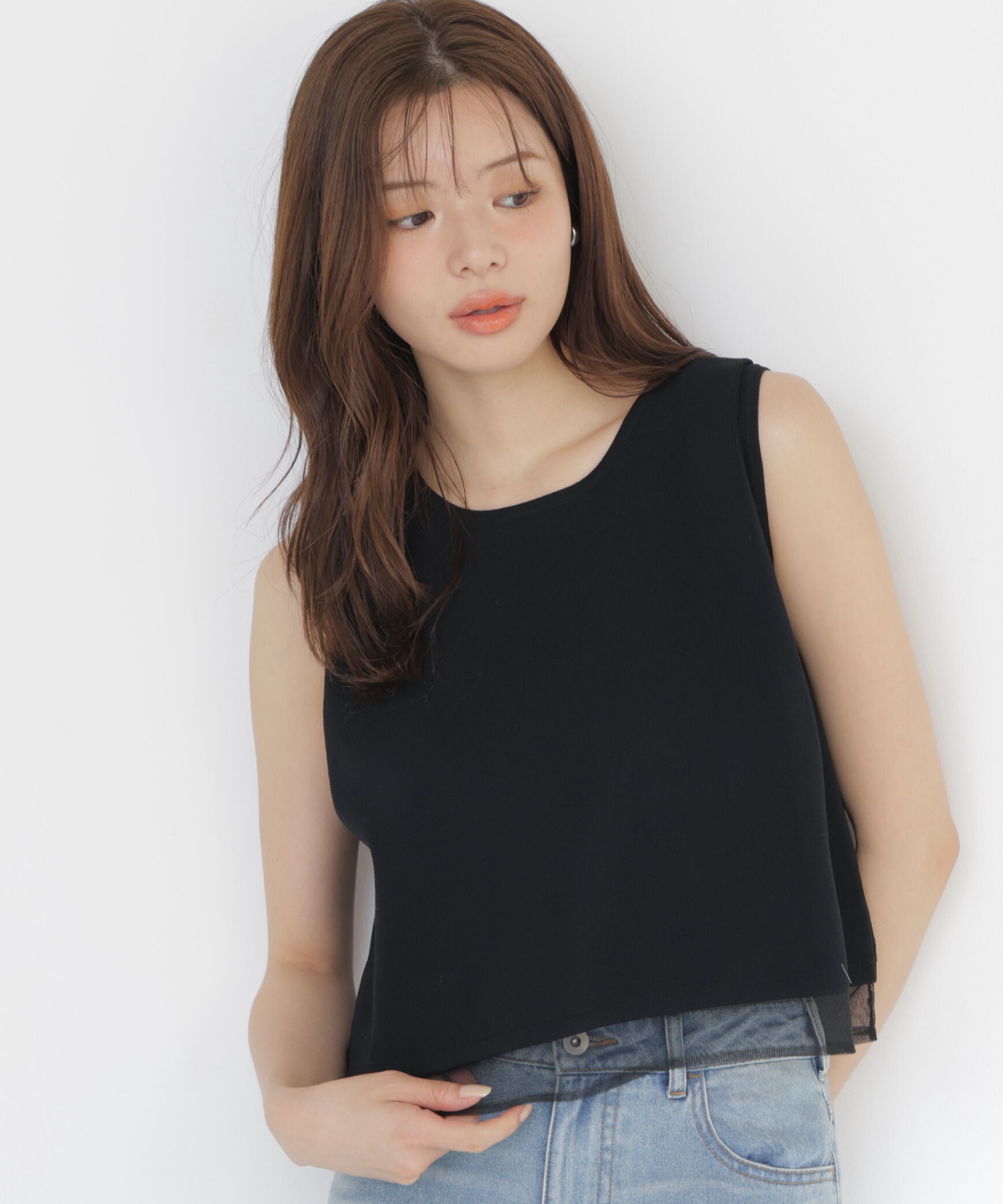 PROPORTION BODY DRESSING「シアー切替ノースリーブニット」|ニット・セーター|