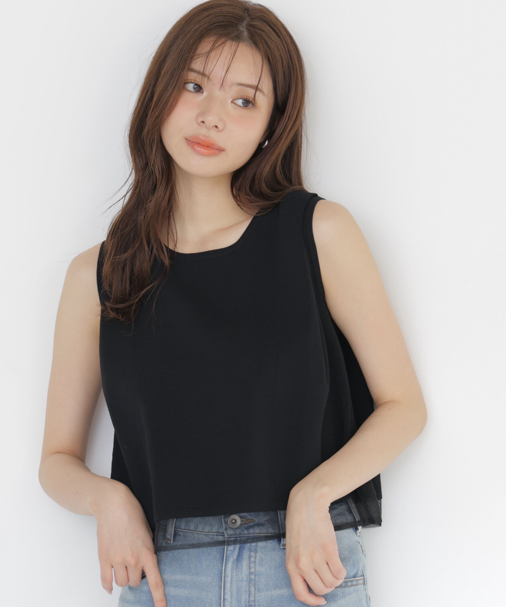 PROPORTION BODY DRESSING「シアー切替ノースリーブニット」|ニット・セーター|