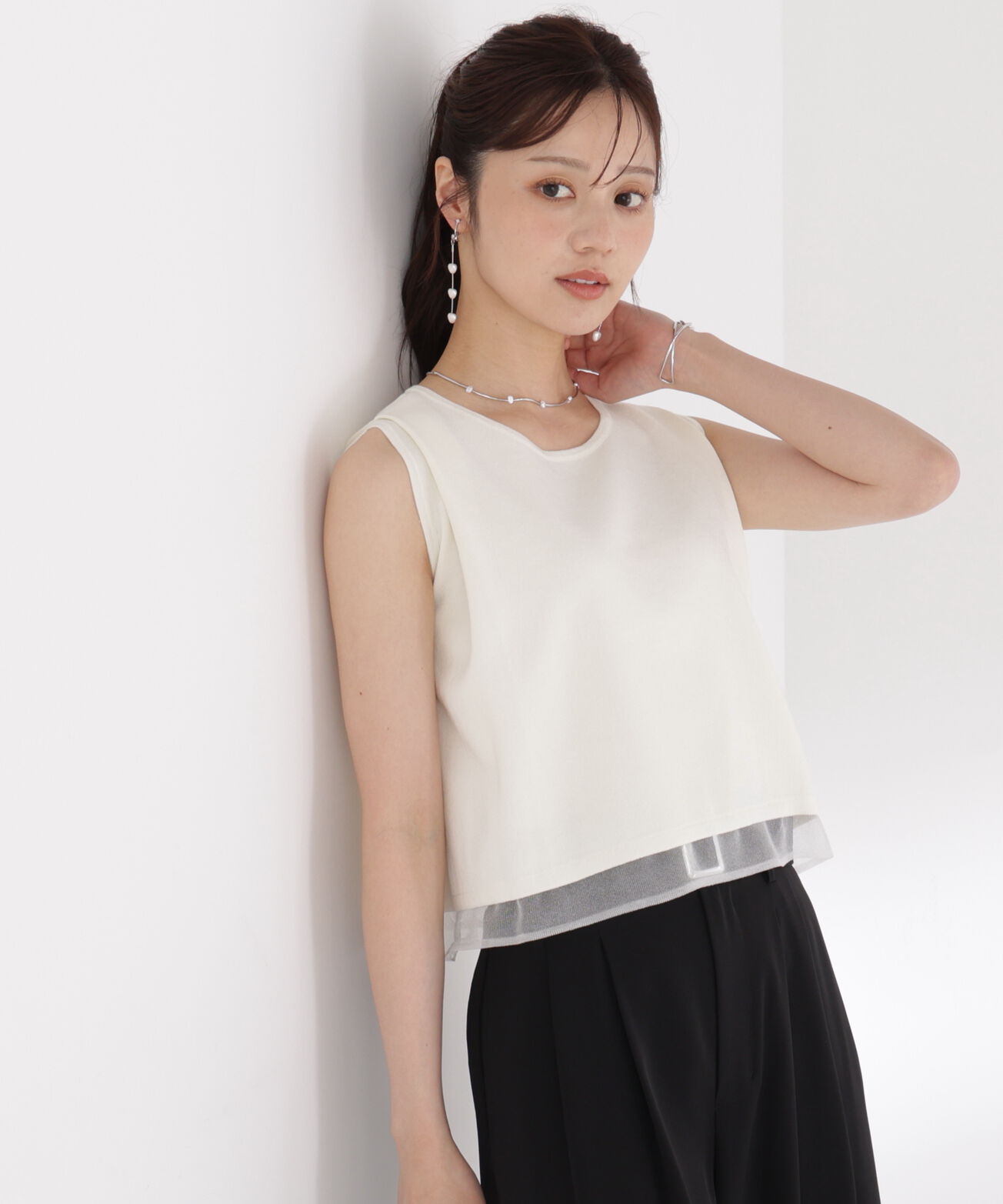 PROPORTION BODY DRESSING「シアー切替ノースリーブニット」|ニット・セーター|