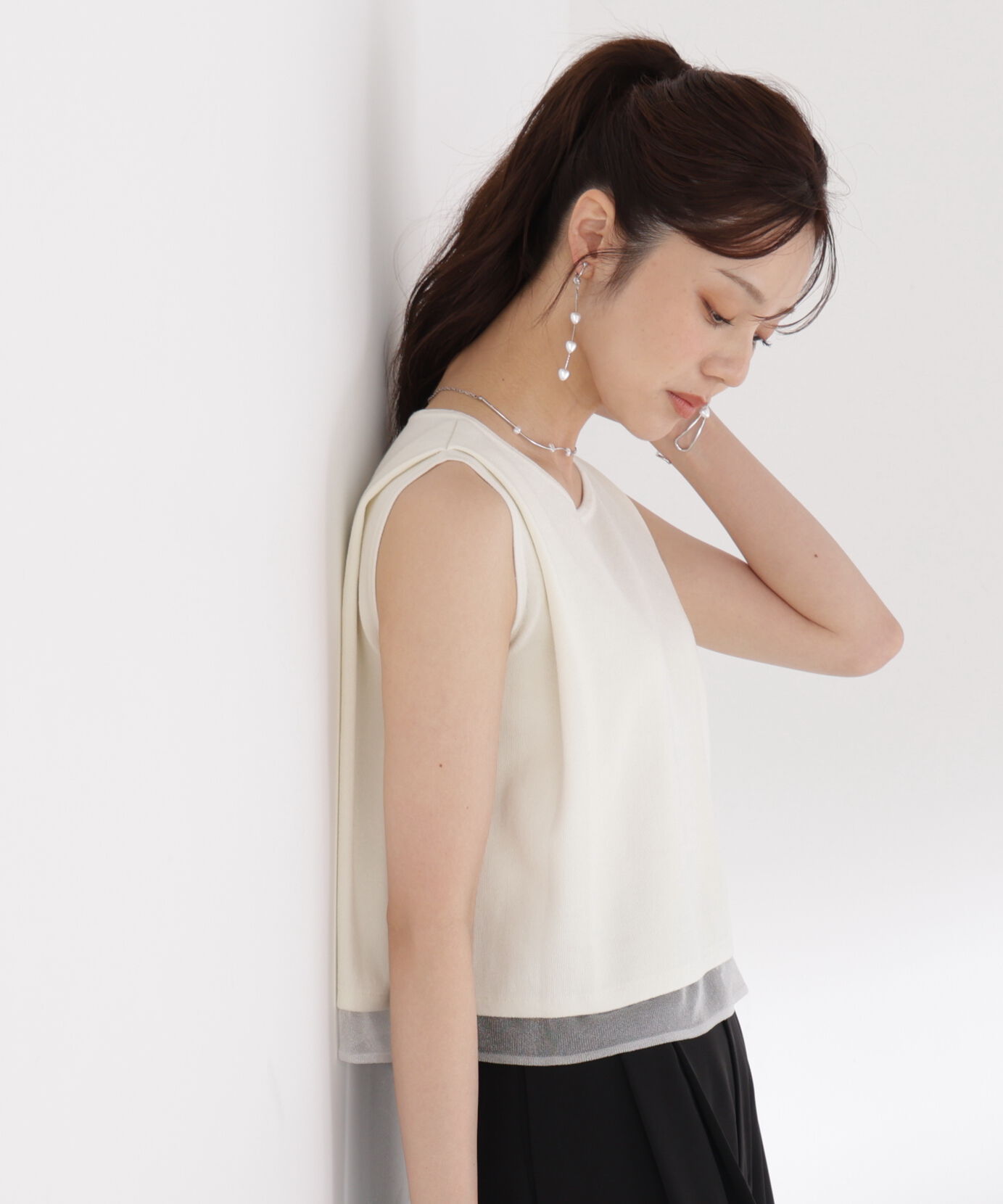 PROPORTION BODY DRESSING「シアー切替ノースリーブニット」|ニット・セーター|