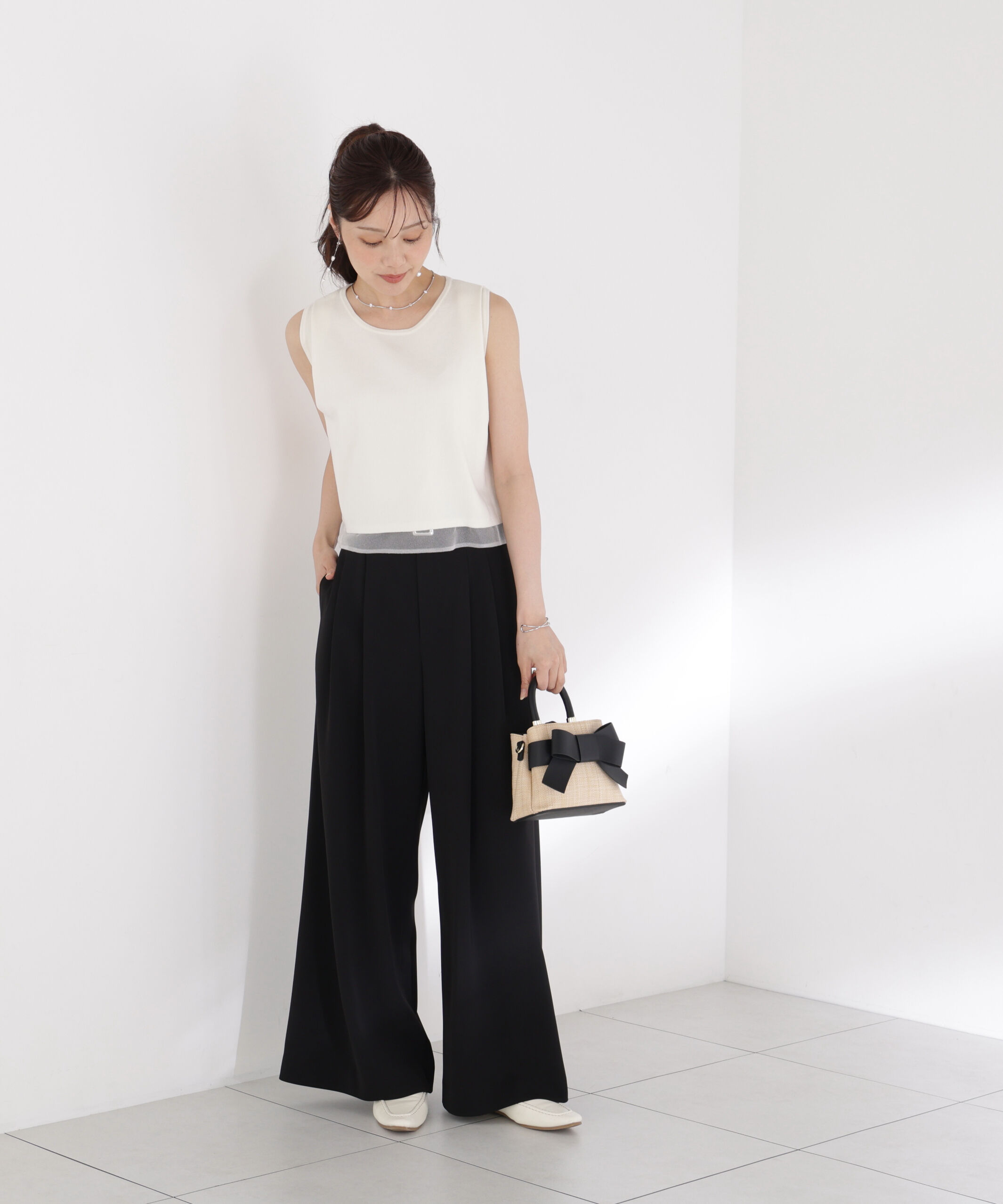 PROPORTION BODY DRESSING「シアー切替ノースリーブニット」|ニット・セーター|
