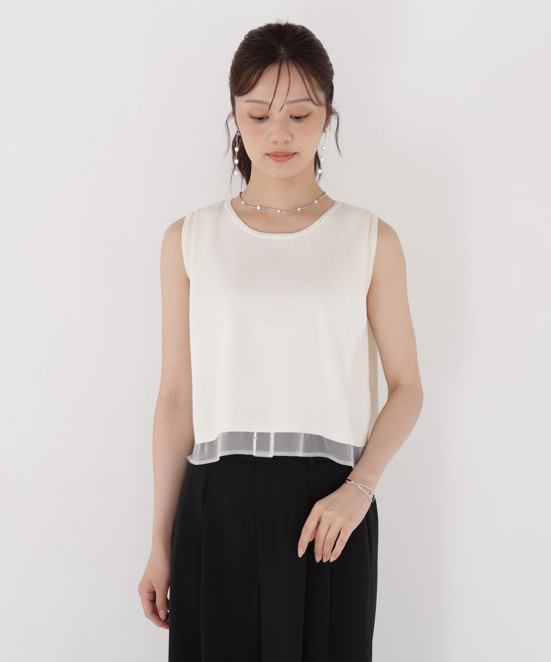 PROPORTION BODY DRESSING「シアー切替ノースリーブニット」|ニット・セーター|