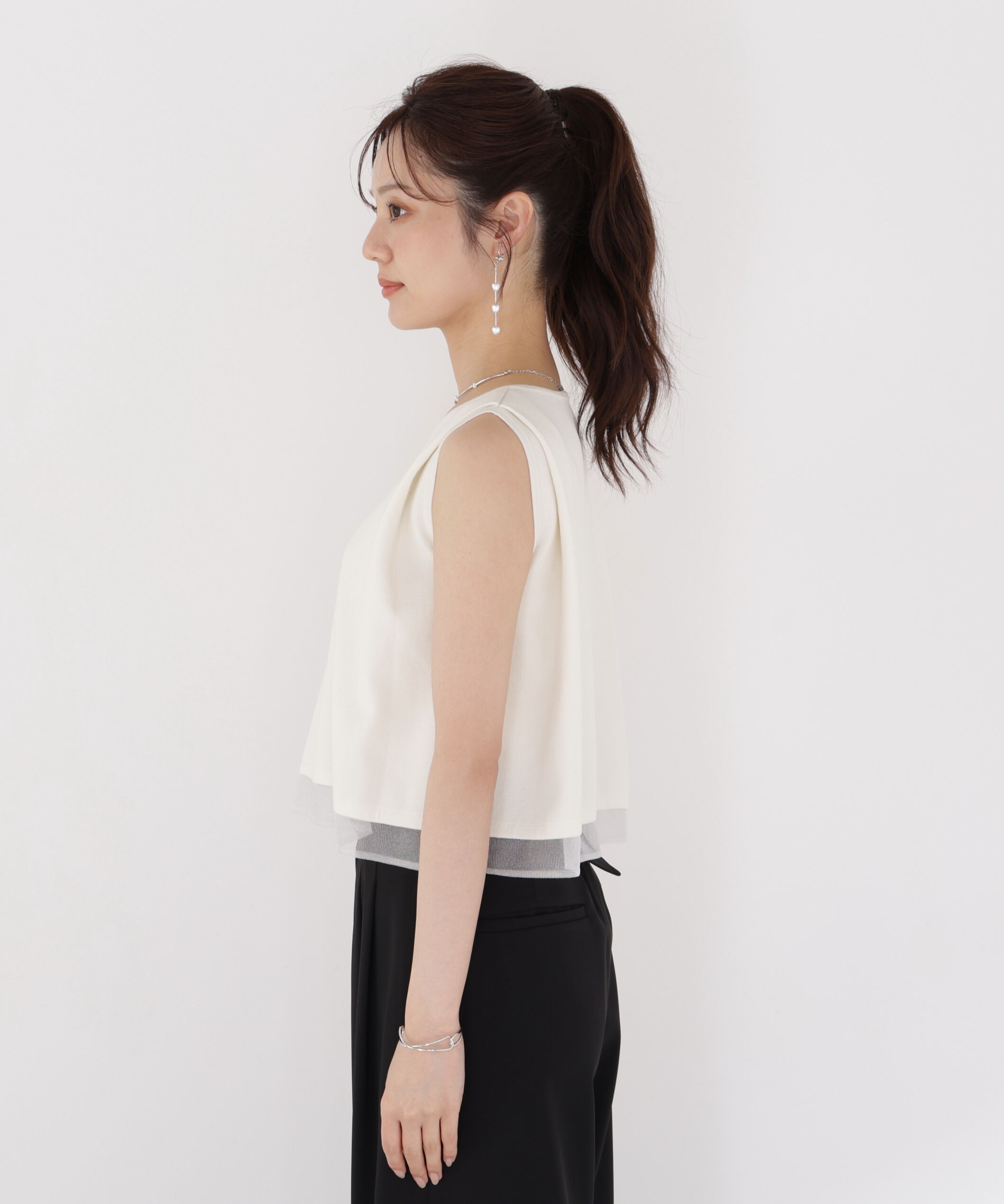 PROPORTION BODY DRESSING「シアー切替ノースリーブニット」|ニット・セーター|