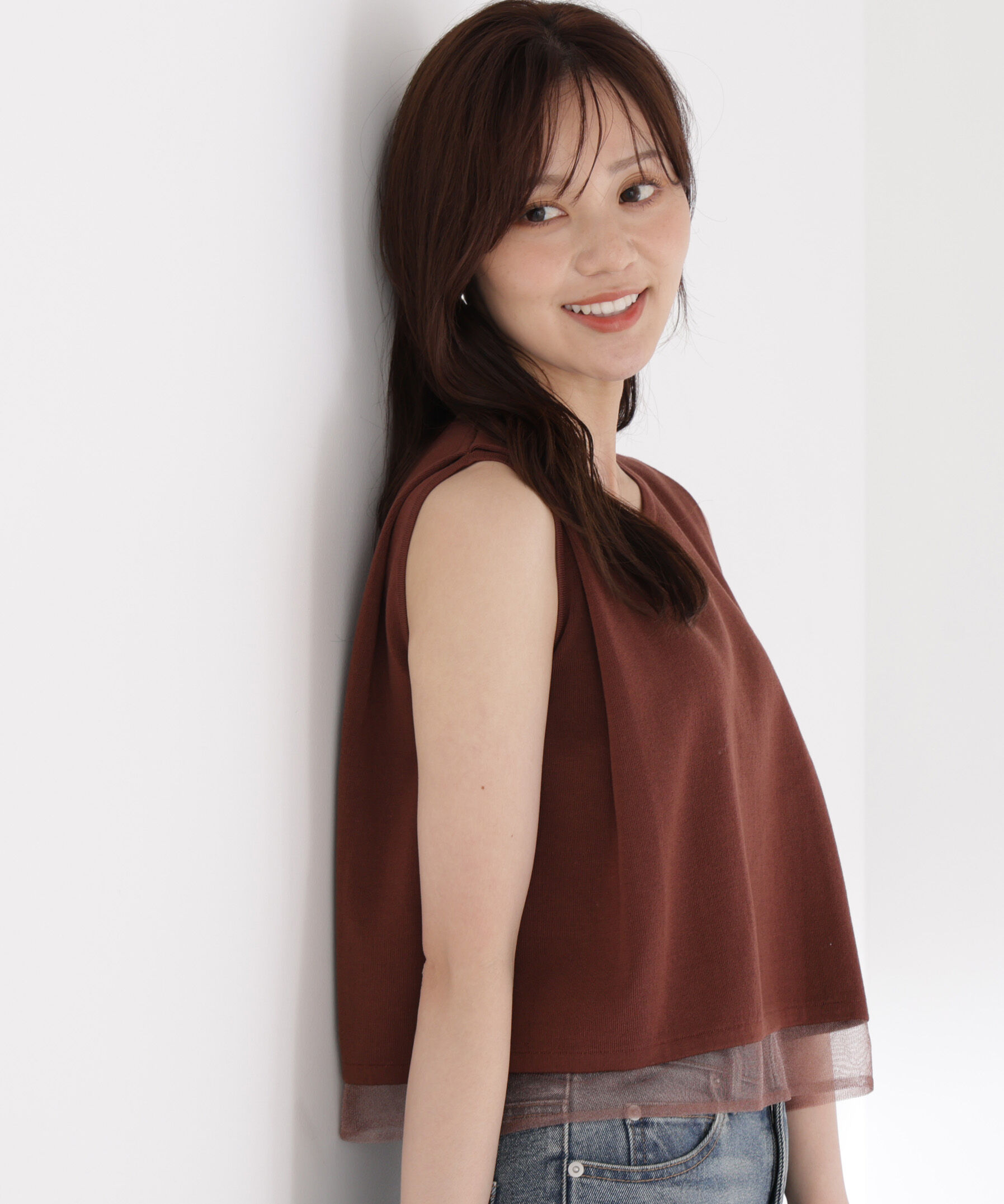 PROPORTION BODY DRESSING「シアー切替ノースリーブニット」|ニット・セーター|