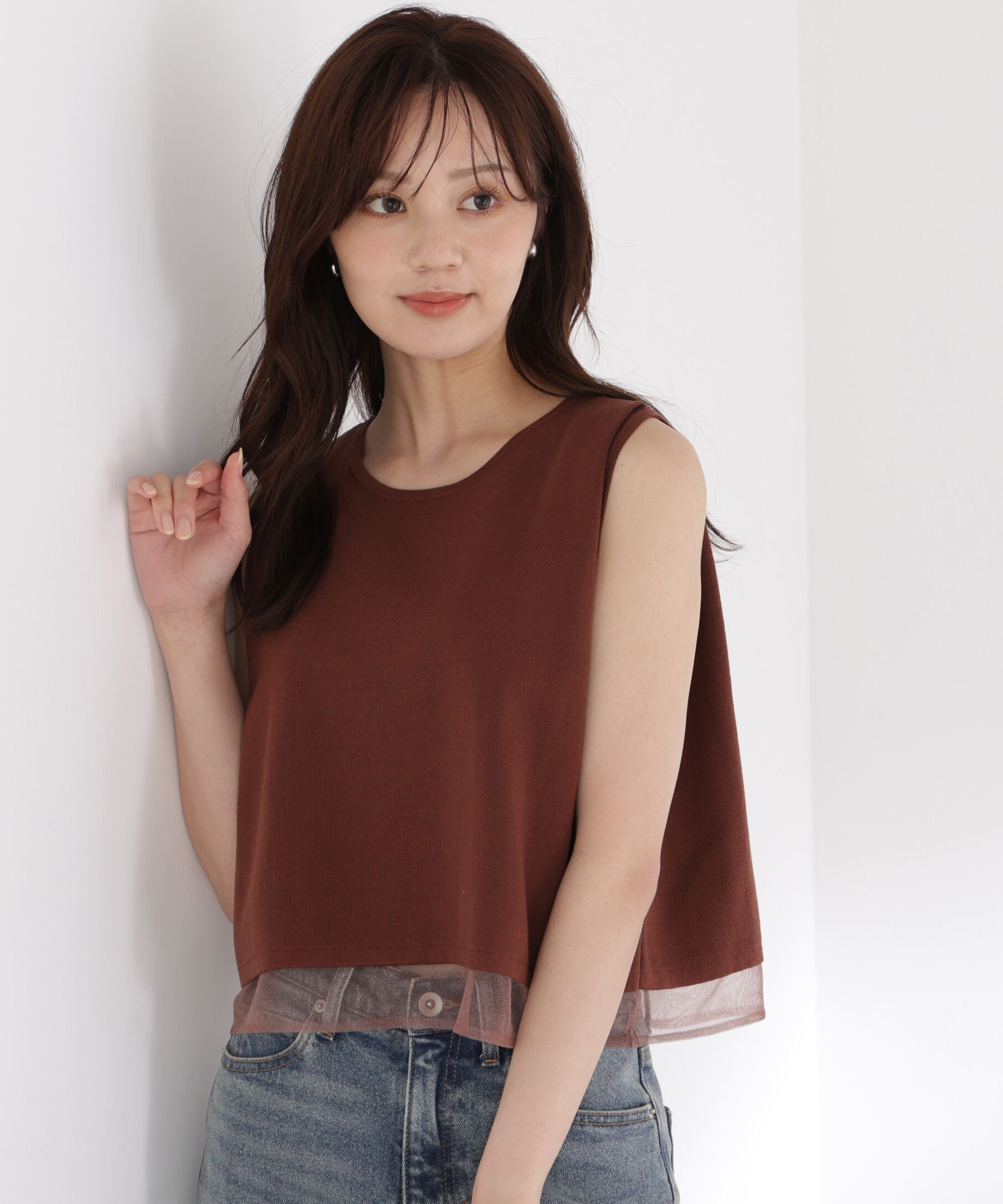 PROPORTION BODY DRESSING「シアー切替ノースリーブニット」|ニット・セーター|