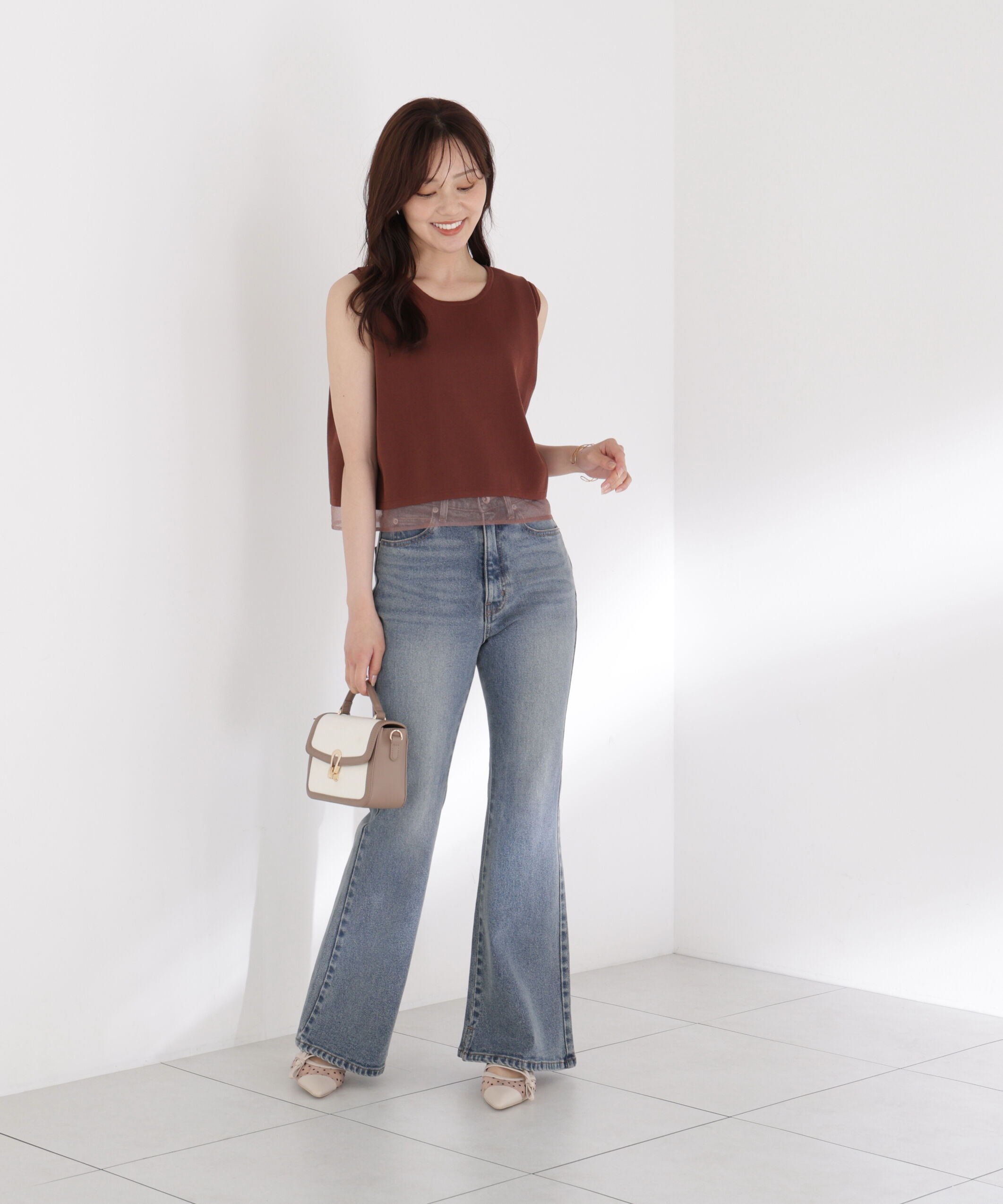 PROPORTION BODY DRESSING「シアー切替ノースリーブニット」|ニット・セーター|
