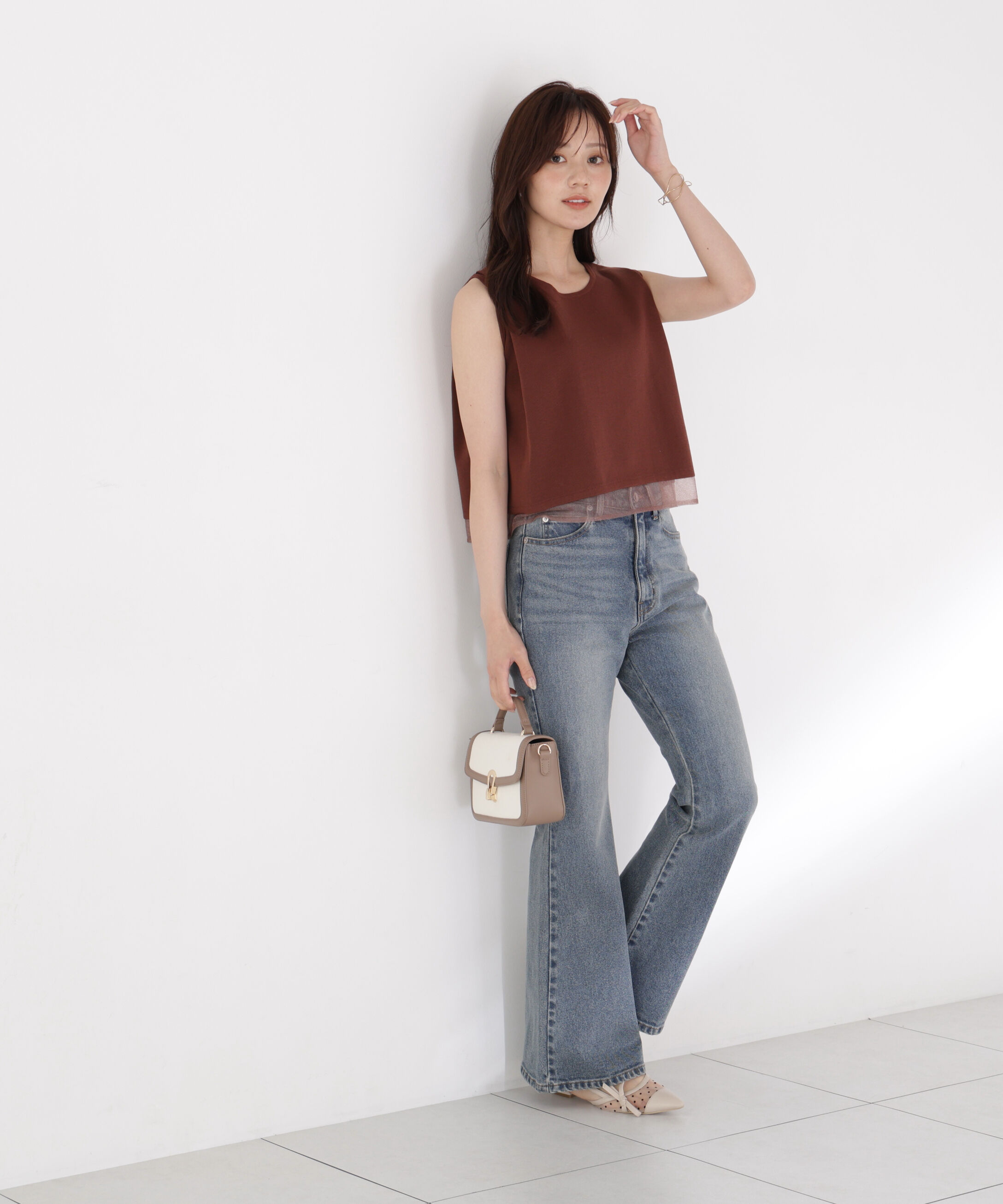 PROPORTION BODY DRESSING「シアー切替ノースリーブニット」|ニット・セーター|