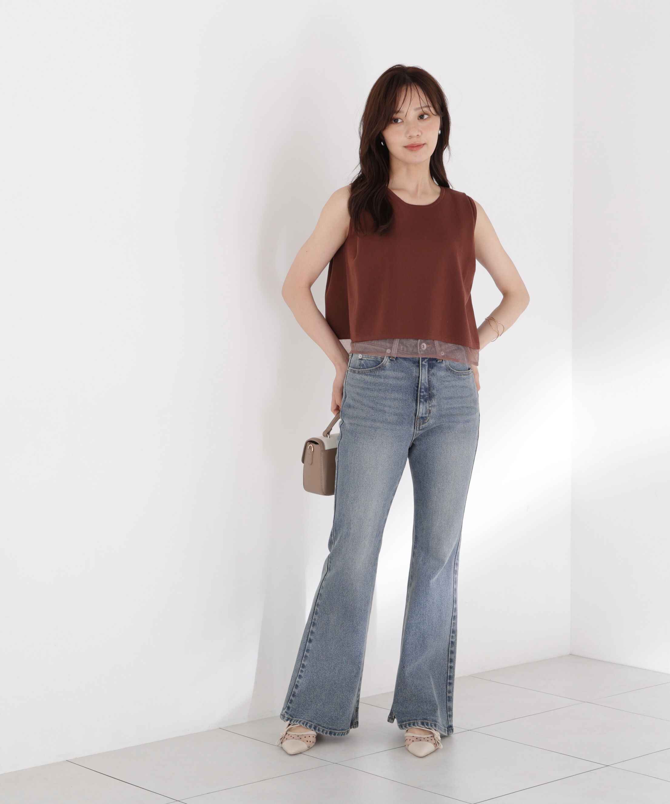 PROPORTION BODY DRESSING「シアー切替ノースリーブニット」|ニット・セーター|