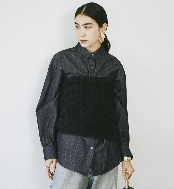 Doux archives「シャギーニットベアトップ」|ニット・セーター|BLACK