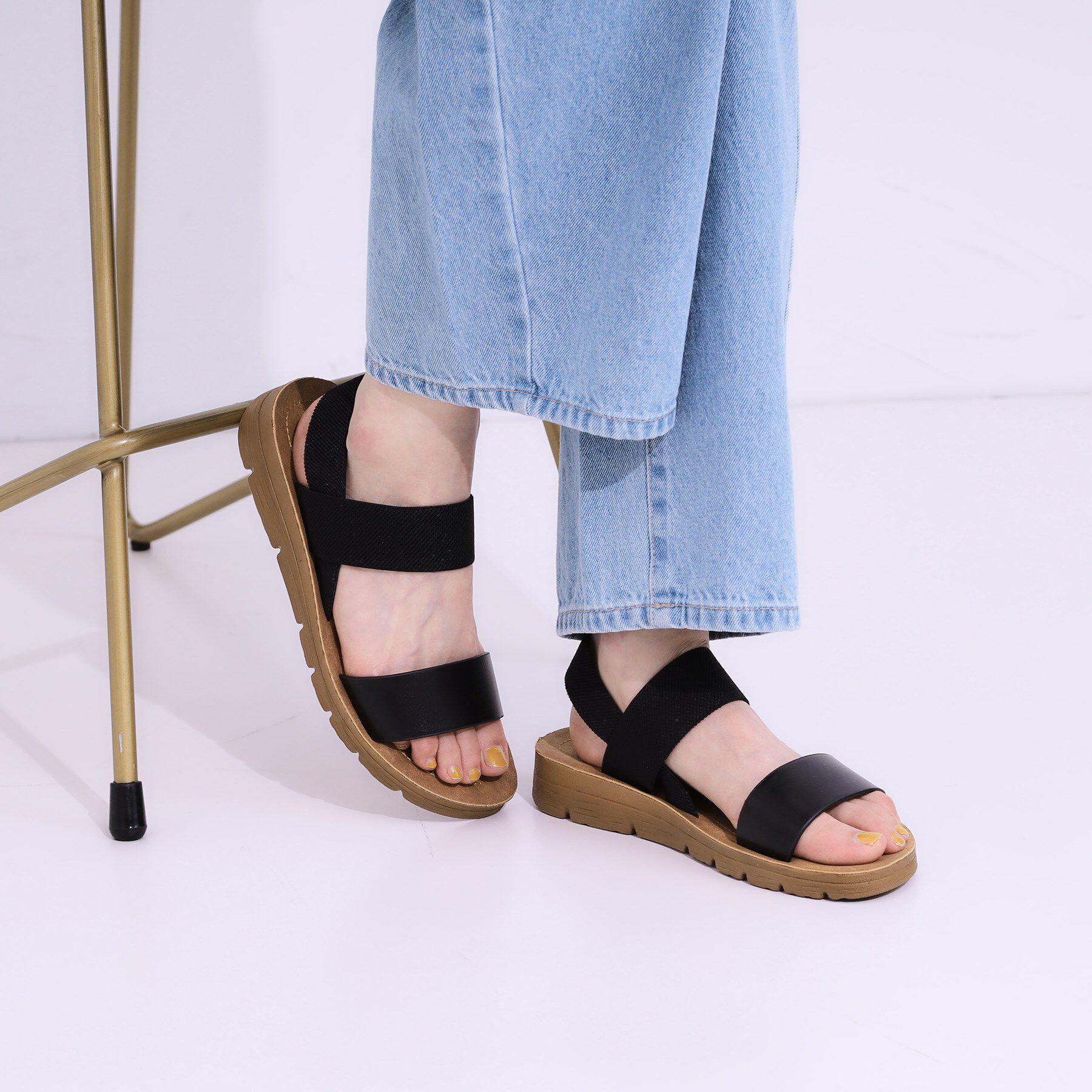 SHOO･LA･RUE「アンクルゴムフラットサンダル」|サンダル|