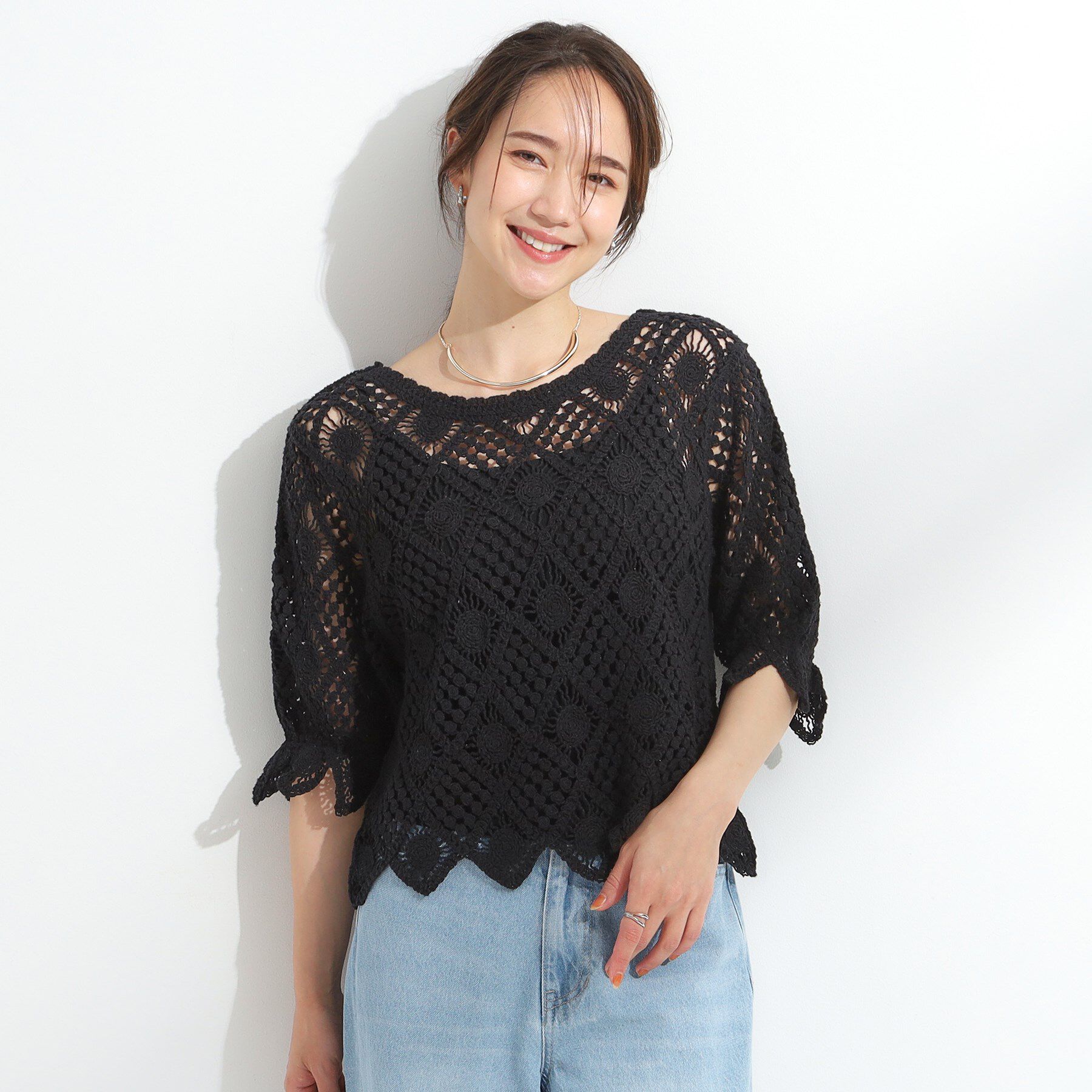 SHOO･LA･RUE「【2WAY】大人のほんのり甘いスタイルに クロシェレースカーディガン」|カーディガン|