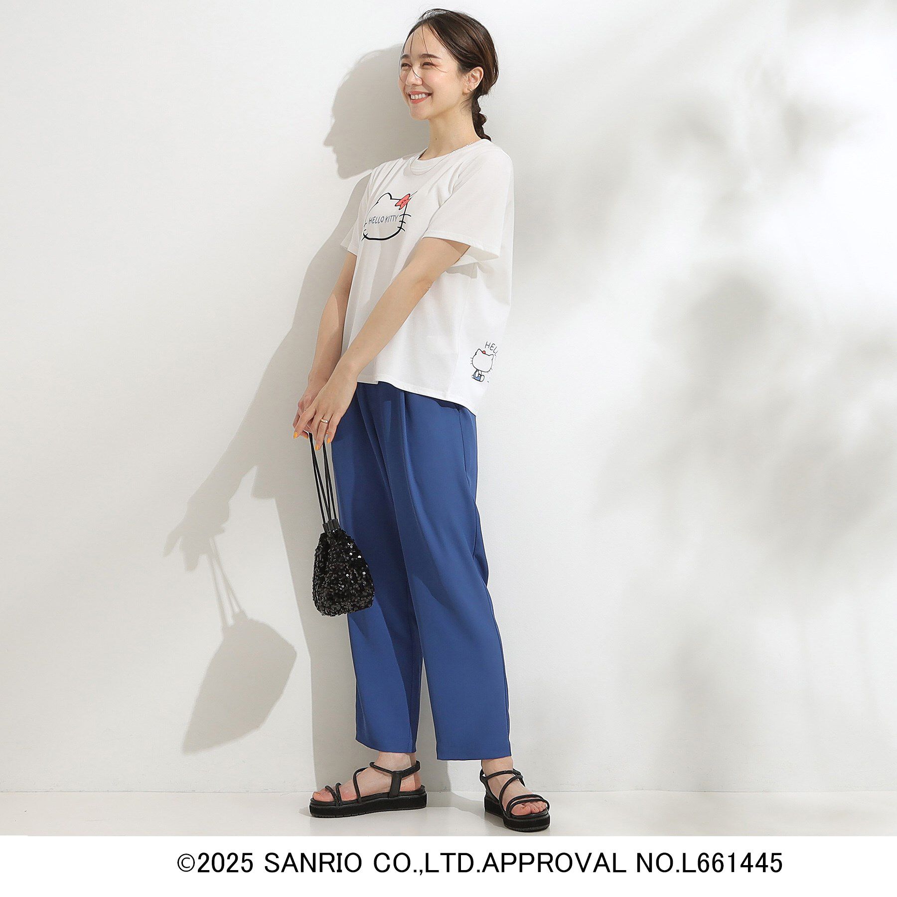 SHOO･LA･RUE「【HELLO KITTYコラボ】【SHOO ICE／汗染み軽減／UVカット】コンパクトTシャツ」|Tシャツ・カットソー|