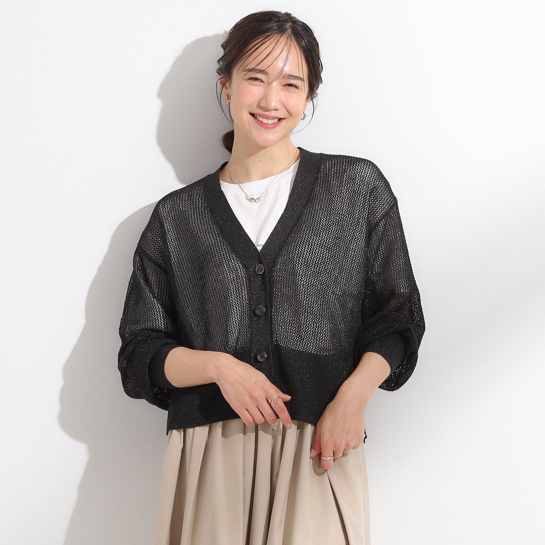 SHOO･LA･RUE「キラッと光るラメとスパンコールが印象的 メッシュカーディガン」|カーディガン|