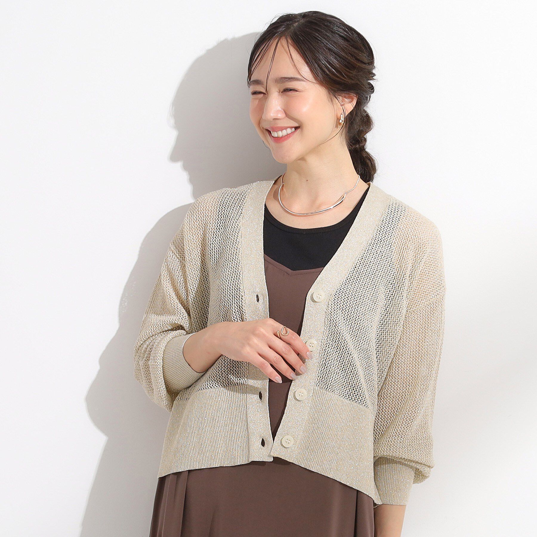 SHOO･LA･RUE「キラッと光るラメとスパンコールが印象的 メッシュカーディガン」|カーディガン|