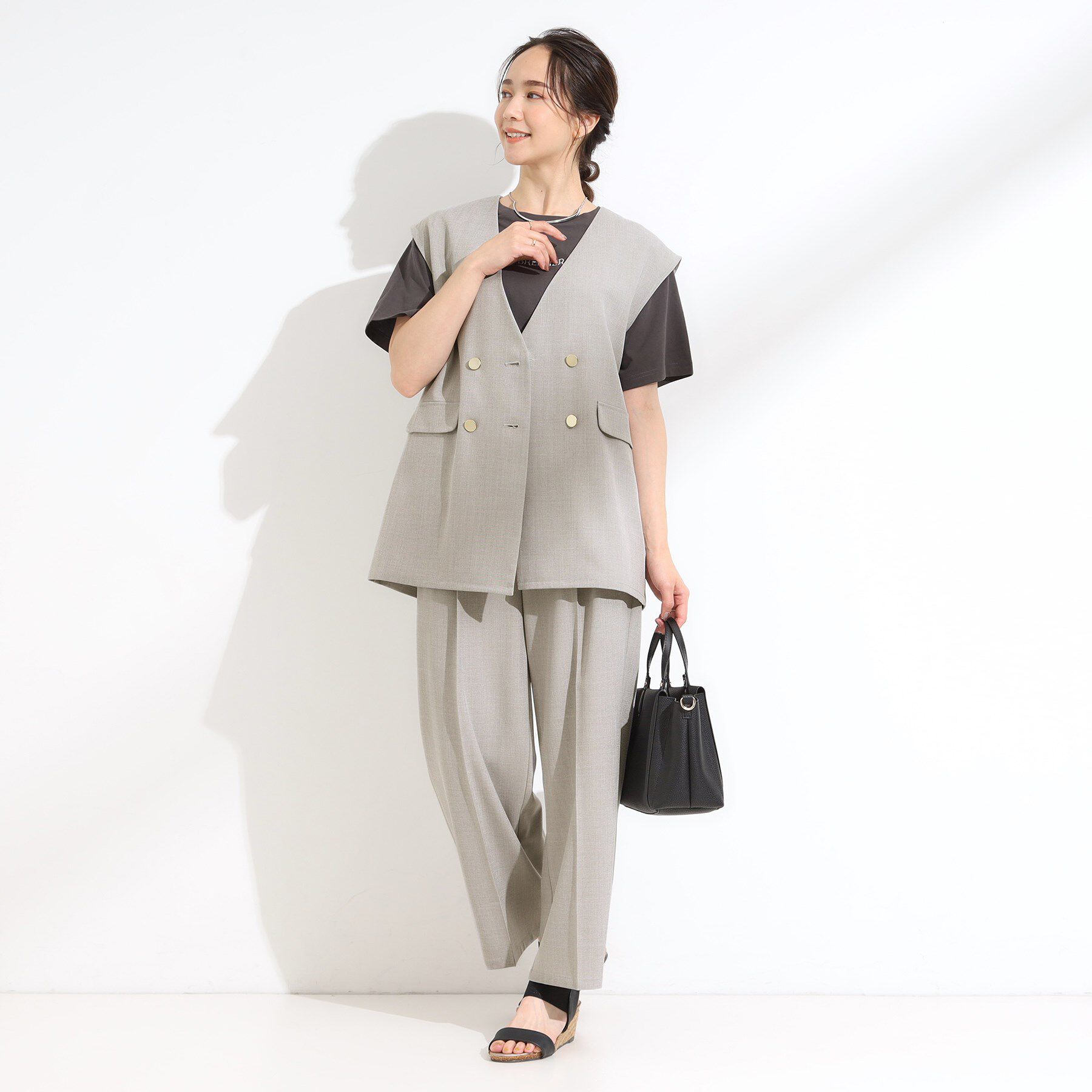 SHOO･LA･RUE「【S-LL/セットアップ可/洗濯後しわになりにくい】ダブルベスト」|ベスト・ジレ|